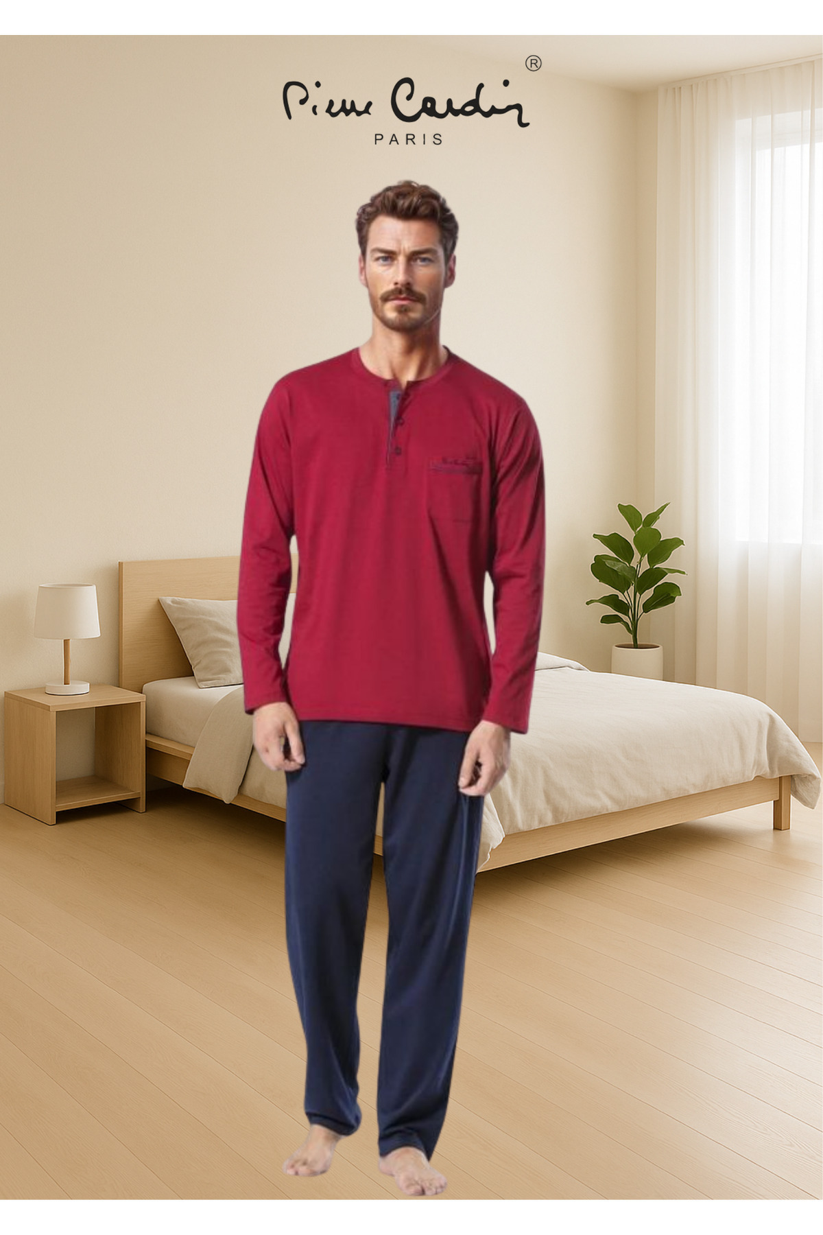 ست پیژامه مردانه راسته فاق نرمال آستین بلند | پیر کاردین Pierre Cardin TC.PC.54.54.1904 - تصویر 4