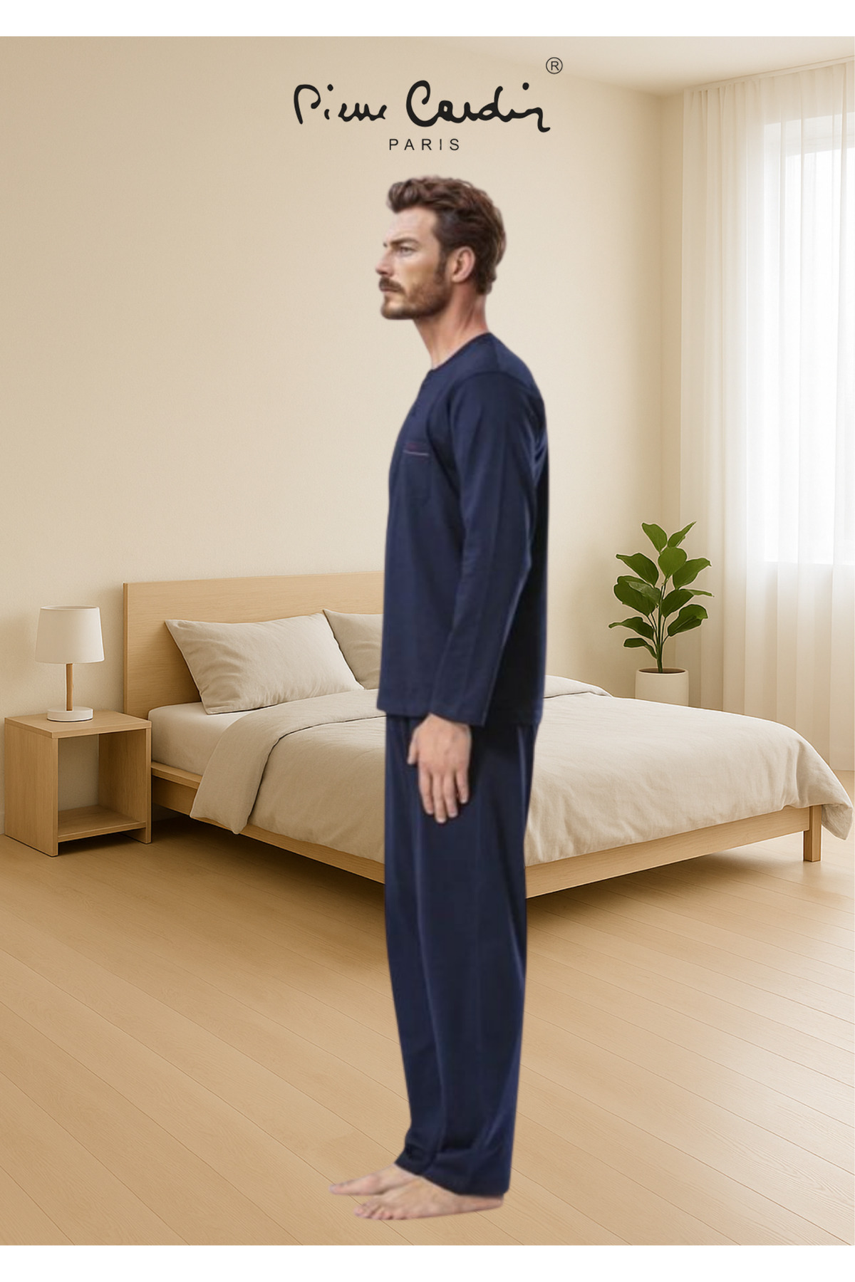 ست پیژامه مردانه راسته فاق نرمال آستین بلند | پیر کاردین Pierre Cardin TC.PC.54.54.1904 - تصویر 2