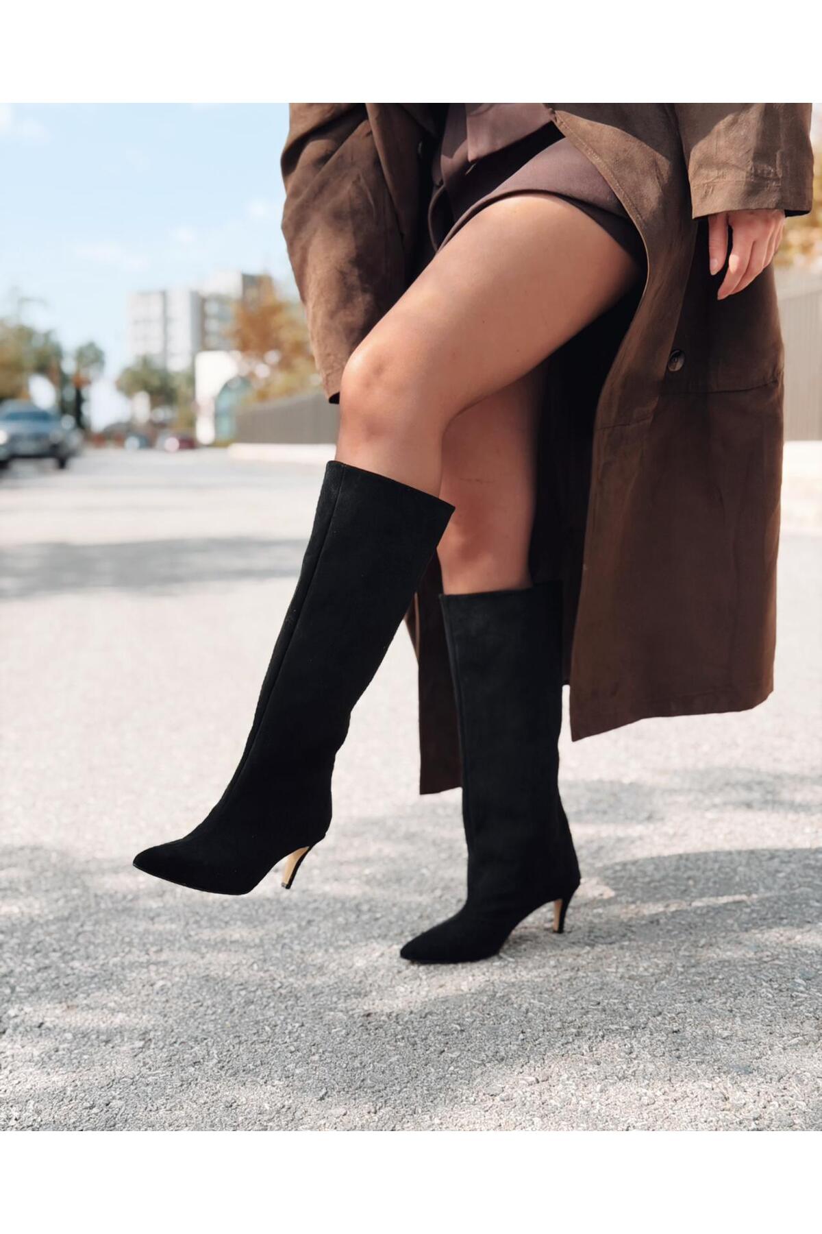 I Love Shoes Gwen Kadın Topuklu Çizme Siyah Süet görsel 8