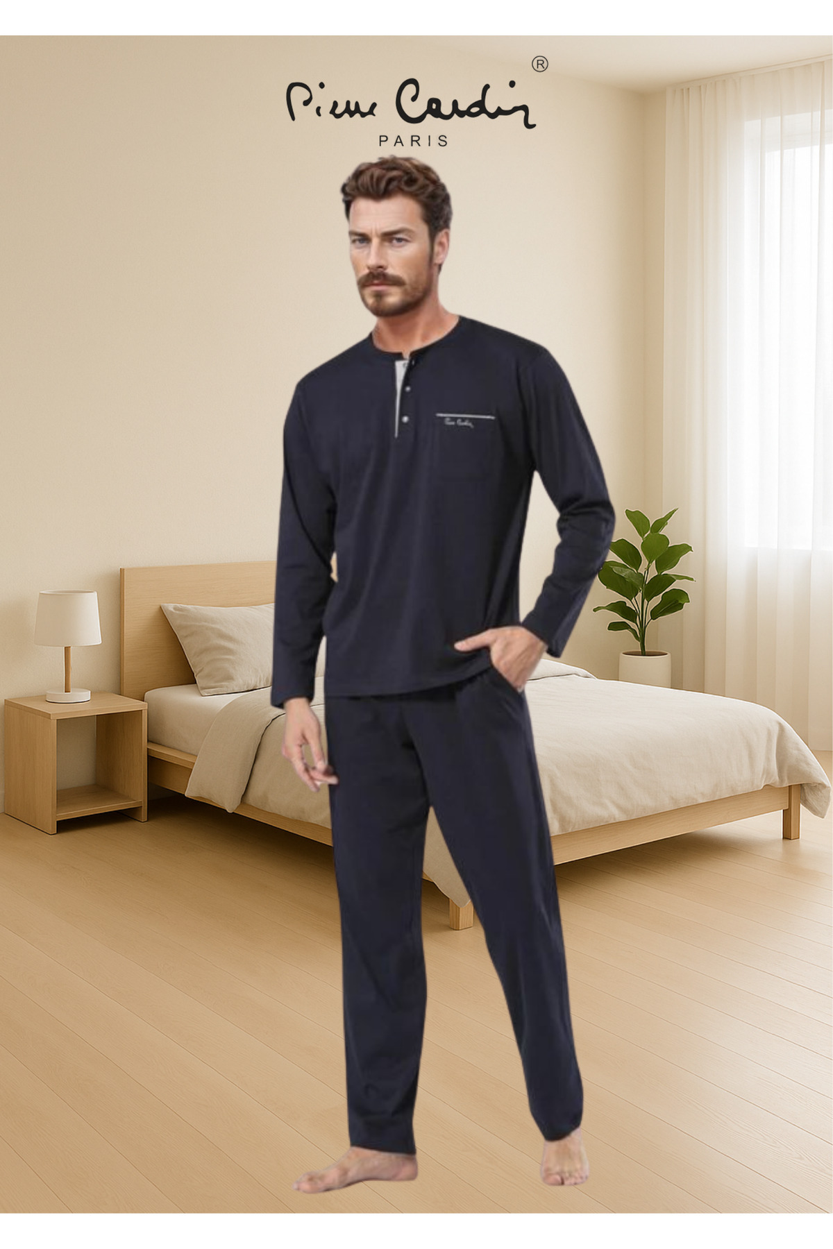 ست پیژامه مردانه راسته فاق نرمال آستین بلند | پیر کاردین Pierre Cardin TC.PC.55.60.1904 - تصویر 3