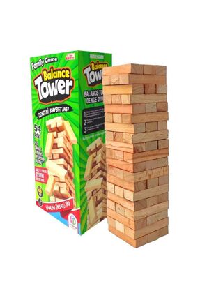 Luminoo HOBİ DENGE OYUNU AHŞAP PARÇA KULE 54 PARÇA AHŞAP YAPI BLOKLARI CENGA