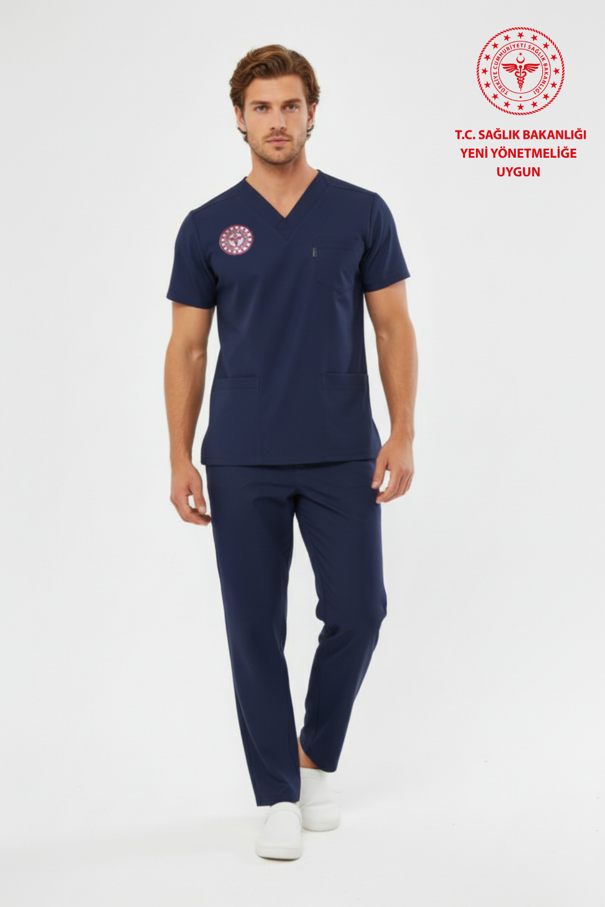 Class Üniforma Lacivert Hemşire Forması Likralı Scrubs Erkek (Yeni Yönetmeliğe Uygun - Patriot Blue)