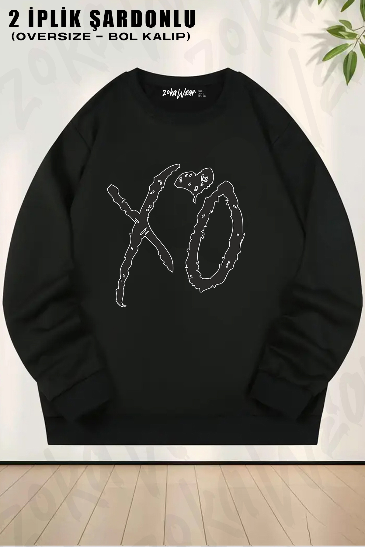 ZOKAWEAR Unisex Bol Kalıp The Weeknd, Xo Baskılı Tasarım Oversize Bisiklet Yaka Sweatshirt