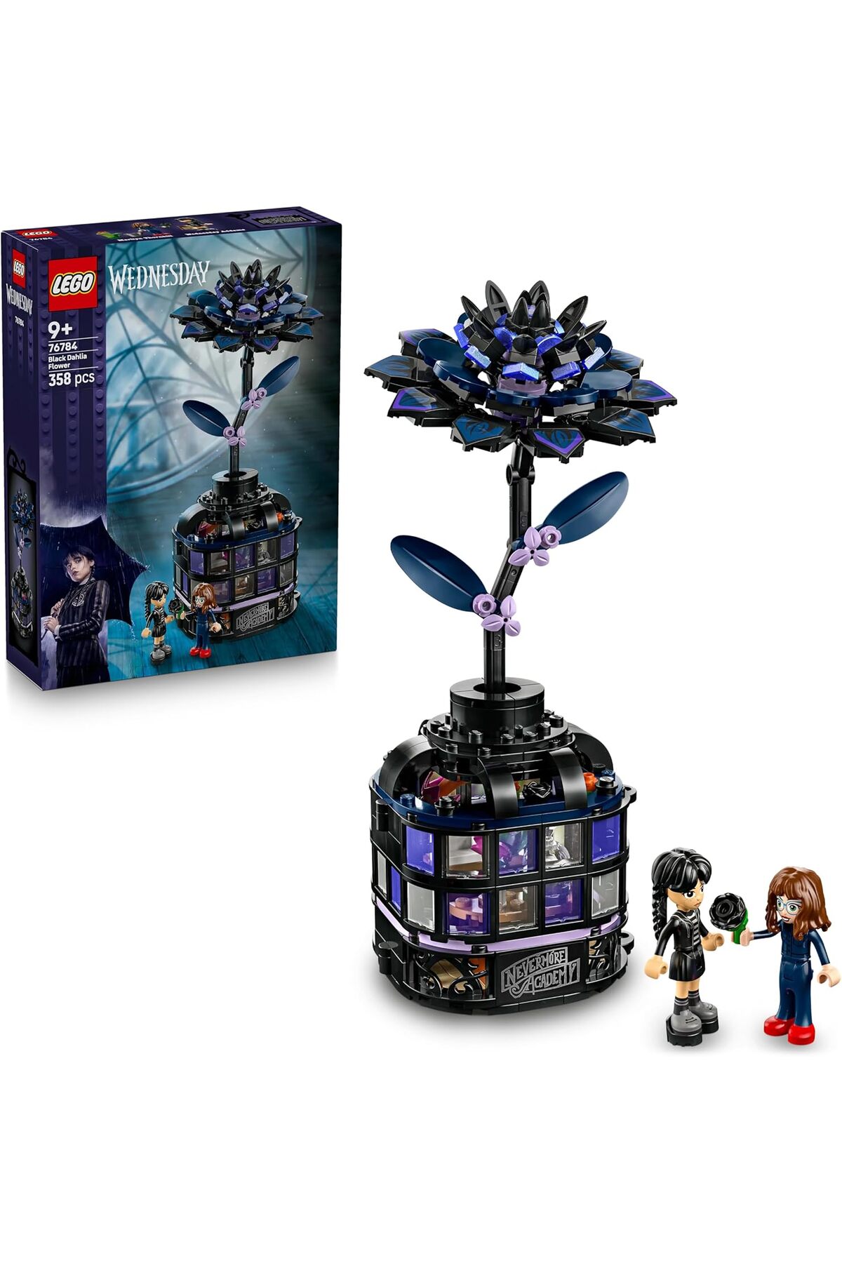 LEGO ® Wednesday Black Dahlia Flower Halloween Gift, Faux Plant Room Decor 76784