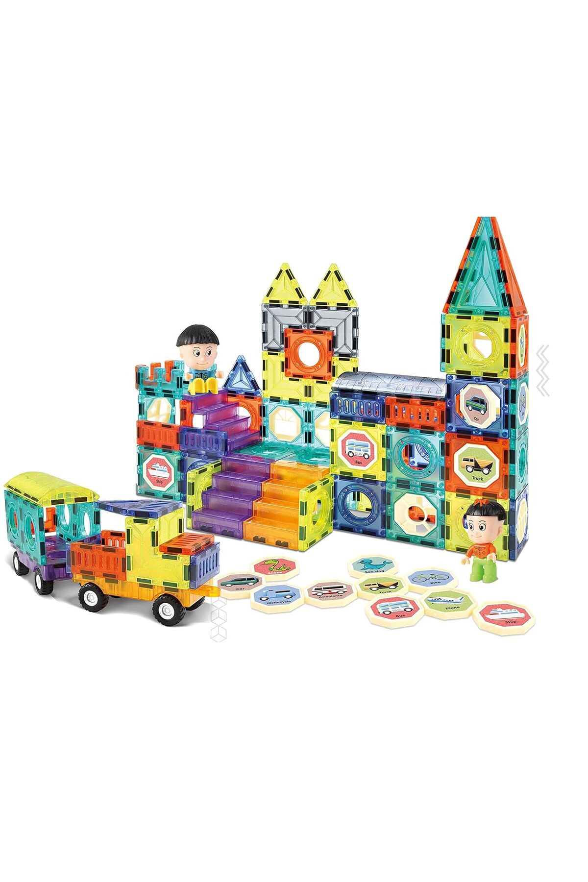 کاشی‌های بلوک‌های مغناطیسی ساختنی | اسباب‌بازی STEM | پازل بلوک‌های مغناطیسی برای کودکان | ۱۳۹ تکه