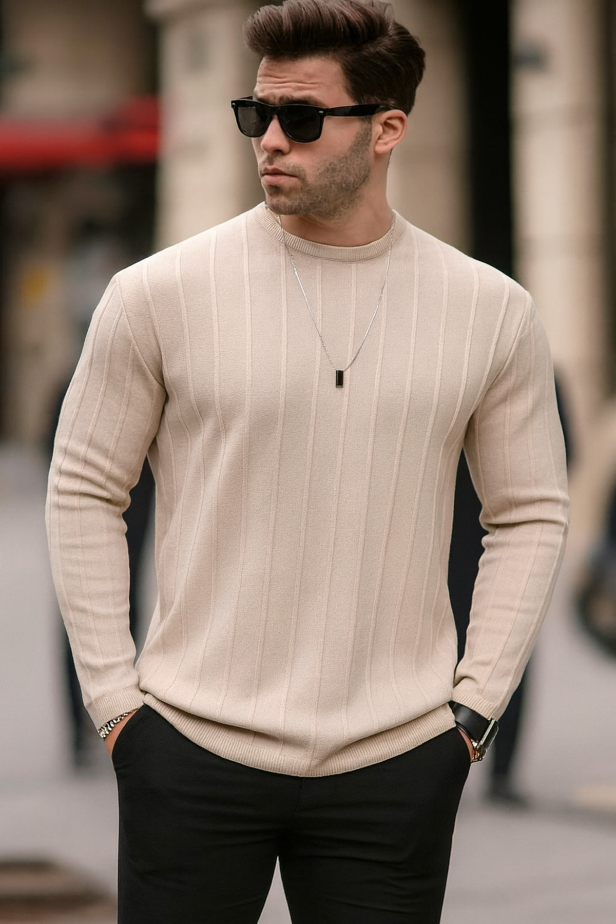 ال سی وایکیکی ژاکت بافتنی گشاد مردانه سایز بزرگ یقه گرد زمستانی با کیفیت عالی و قالب پهن LCW CASUAL