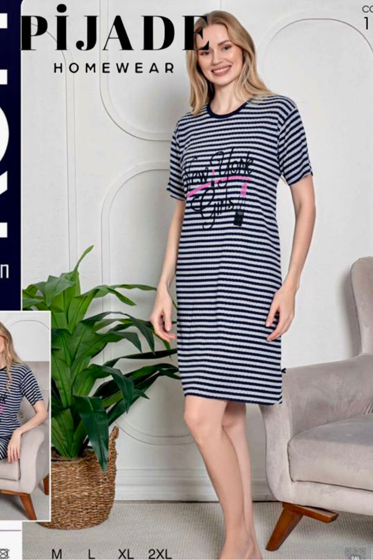 PİJADE HOMEWEAR Çizgili Jile Elbise