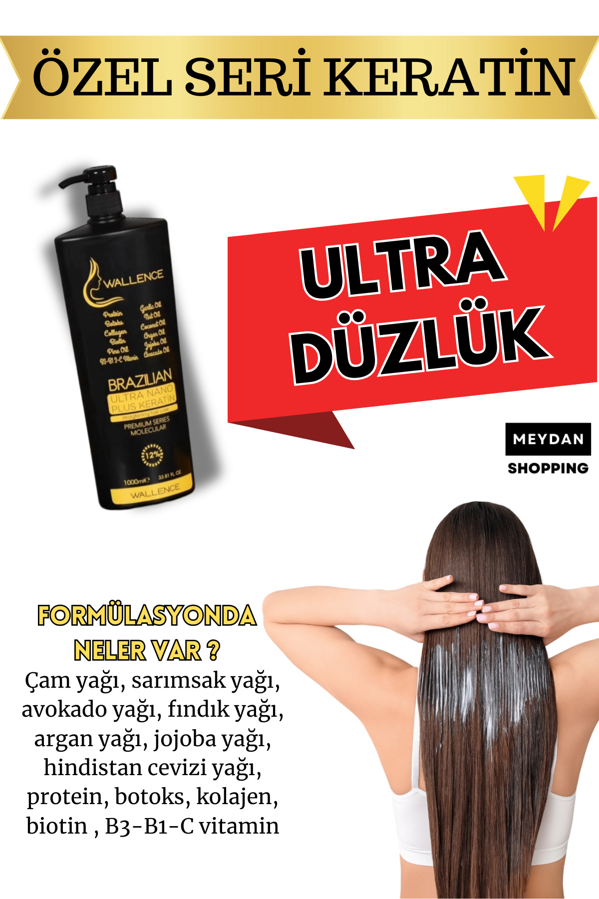 Brazilian Ultra Nano Plus Keratin 1000ml & Argan Nemlendirici Saç Bakım Maskesi 2'li Set — keratiyy22890 — تصویر 3 از 4