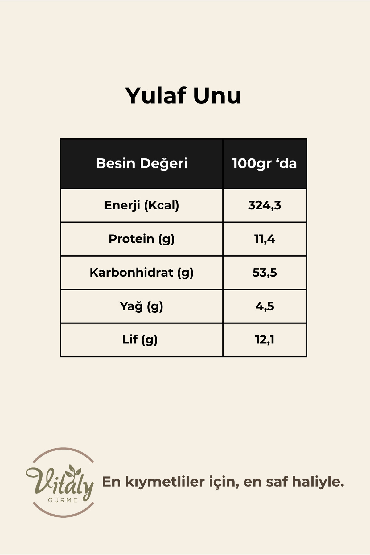 Vitaly Gurme Tam Yulaf Unu 200 g - Doğal Tam Yulaf Unu fotoğrafı 2 (önizleme)