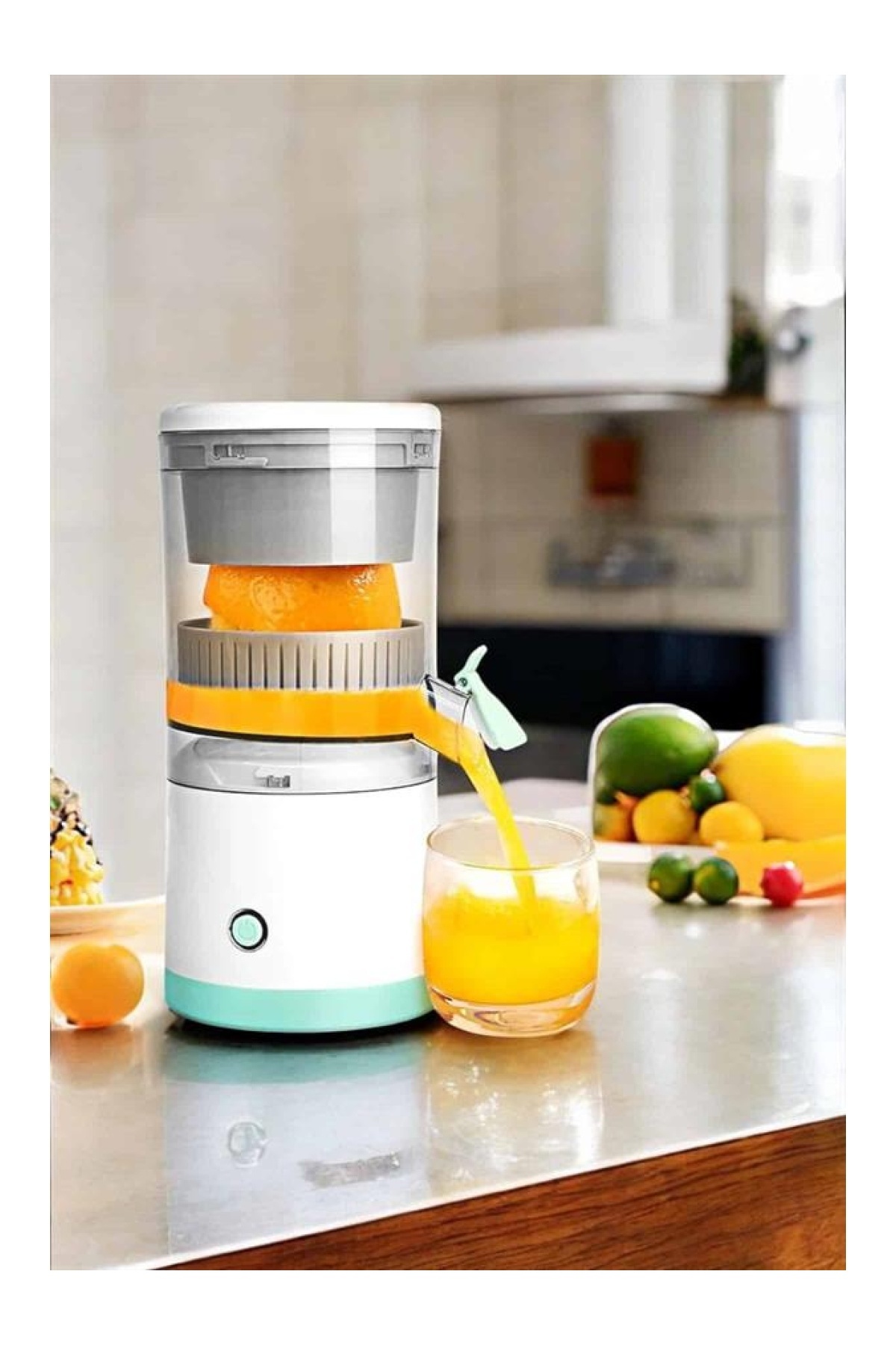 TeknoKesgin Katı Meyve Sıkacağı Taşınabilir USB Şarjlı Pratik Paslanmaz Çelik Bıçaklı