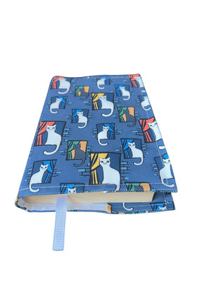 EL YAPIMI Kitap Kılıfı Penceredeki Kediler Desenli