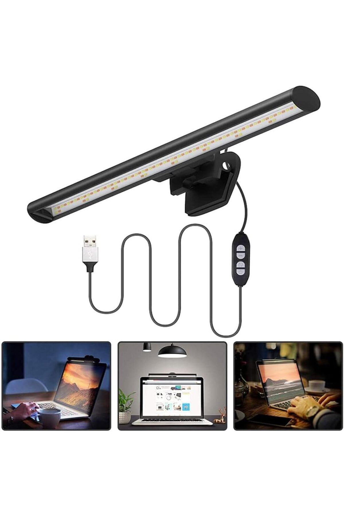 WoogiTech USB Monitör Üstü LED Işık | 3 Renk Sıcaklığı, 10 Parlaklık Ayarı | Yansımasız Masa Lambası