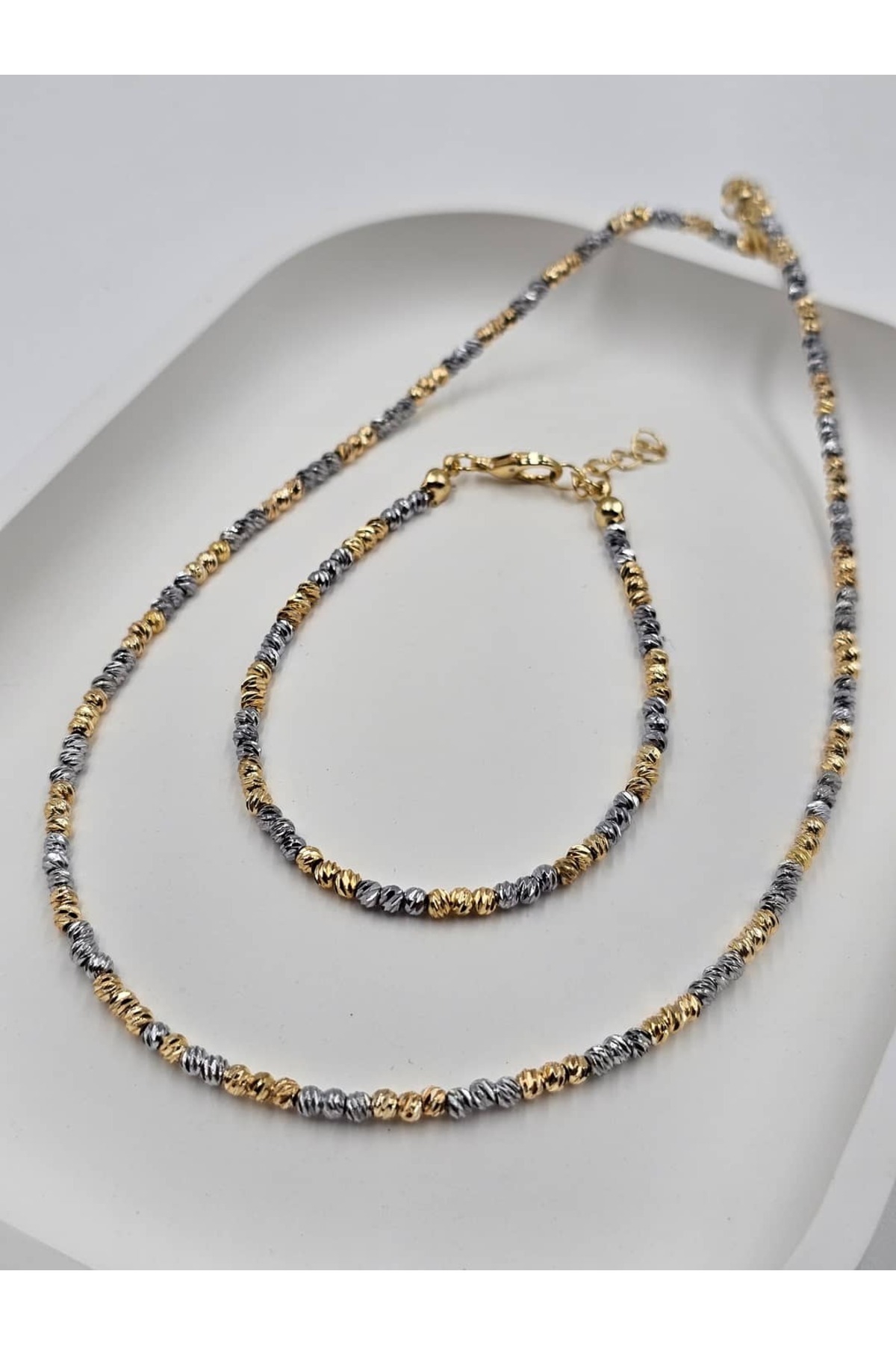 FA LORA TAKI ALTIN KAPLAMA DORİKA ÇİFT RENK BONCUK MODEL SET