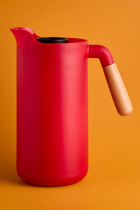 Perotti Lotus Nordic Bambu Saplı Cam Vakumlu Termos 1000 ml Kırmızı