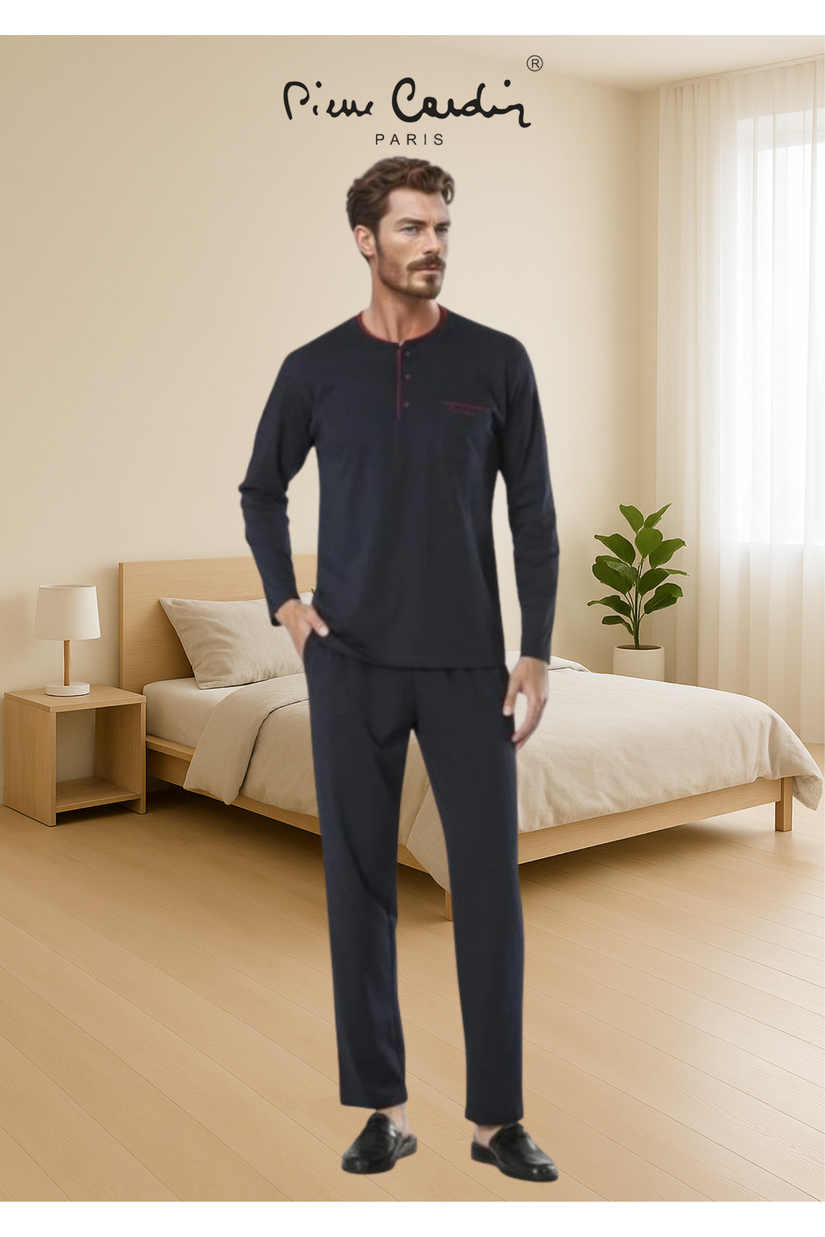 ست پیژامه و لباس خواب مردانه راسته فاق نرمال آستین کوتاه | پیر کاردین Pierre Cardin TC.PC.55.95.1904 - تصویر 3