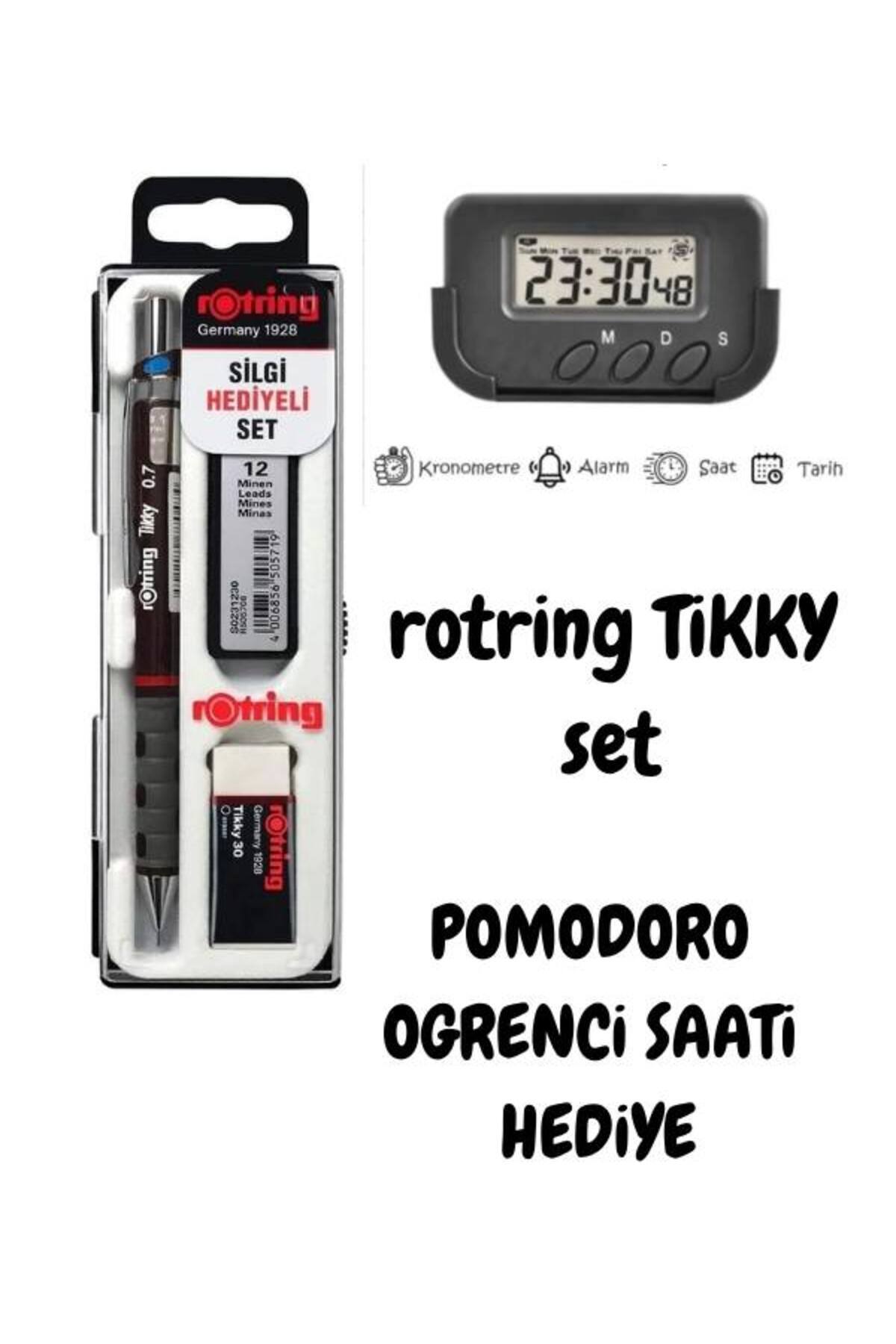 gnsstore Pomodoro Öğrenci Saati Kronometreli Ders Çalışma Saati Rotring Tikky Kalem Seti