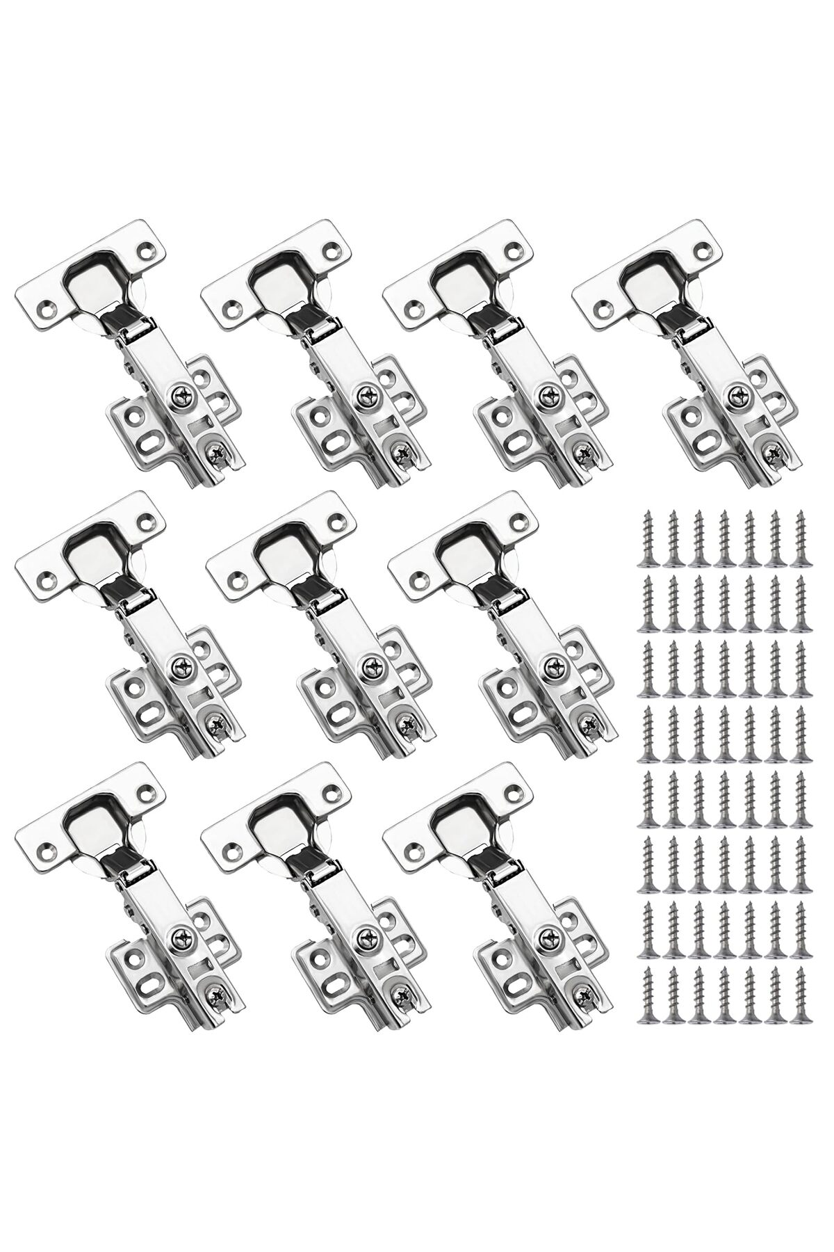 Pabbow Pachet De 10 Balamale De Colț Pentru Dulapuri Cu Închidere Silențioasă Și Amortizare Hidraulică, Deschidere La 110° - One Size