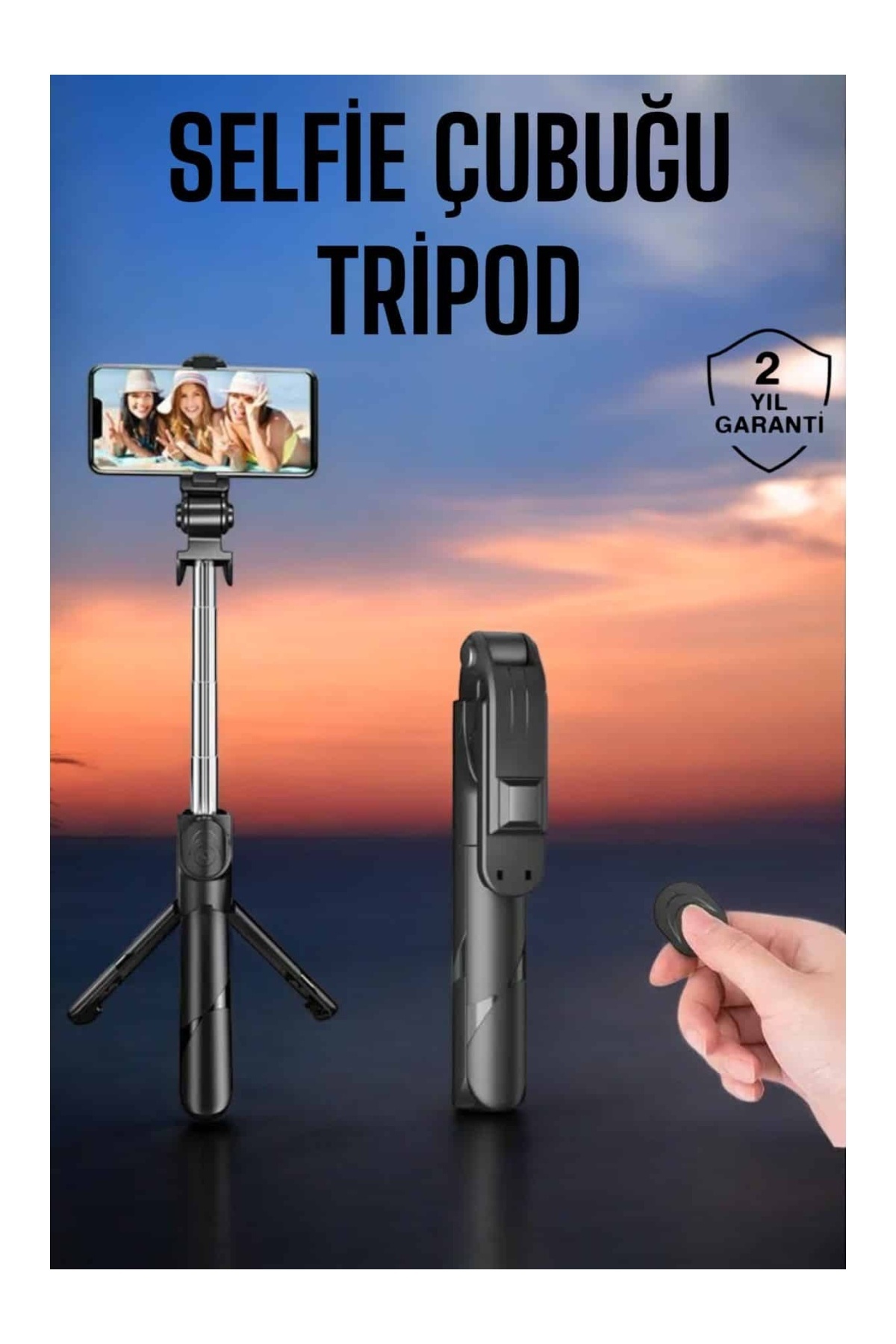 TeknoKesgin Tripod Kablosuz Bluetooth Bağlantılı Selfie Çubuğu 360 Derece Dönebilen