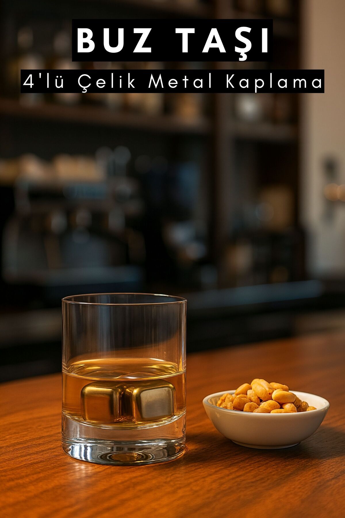 CasaPetra Metal Buzluk Çelik Metal Kaplama Buz Taşı 4 Adet