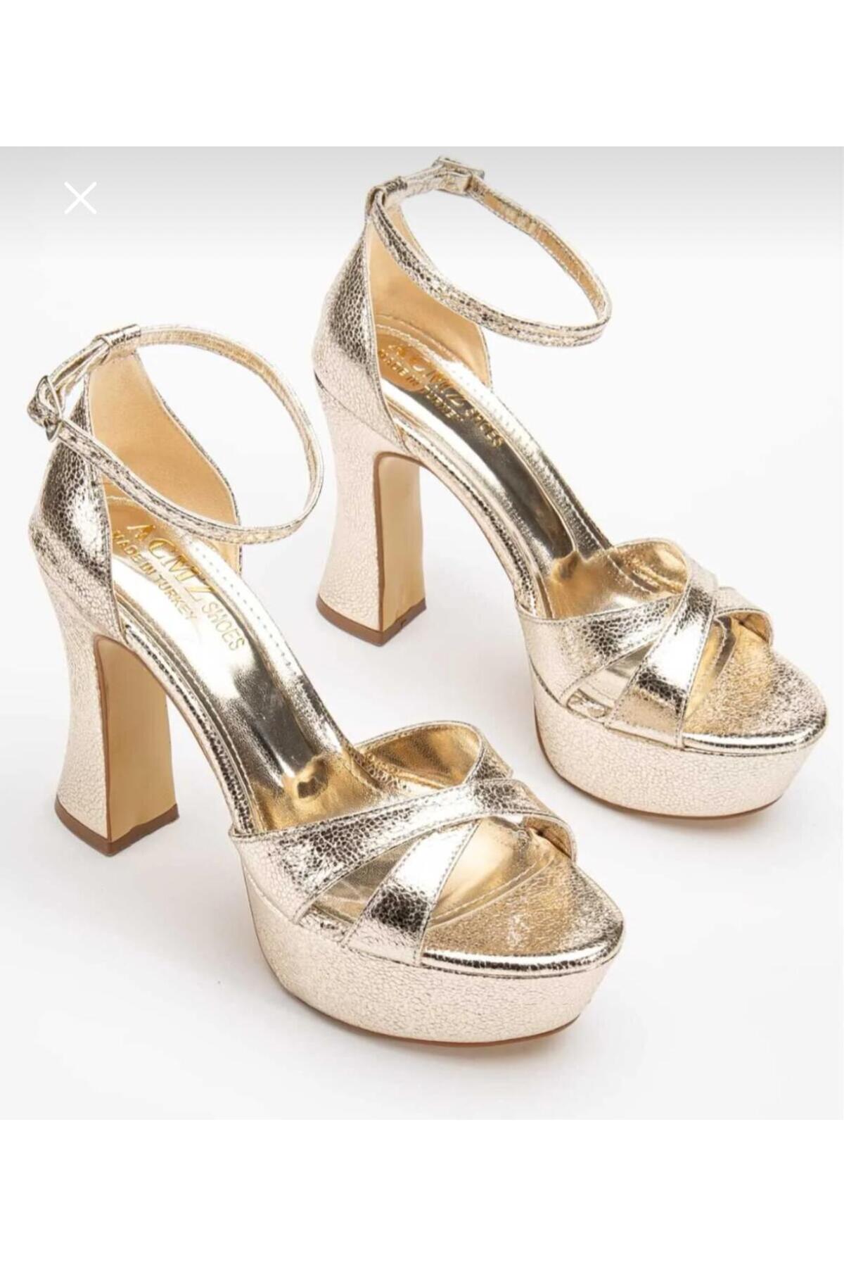 City steps  kadın topuklu abiye ayakkabı platformlu çapraz bantlı - Görsel 5