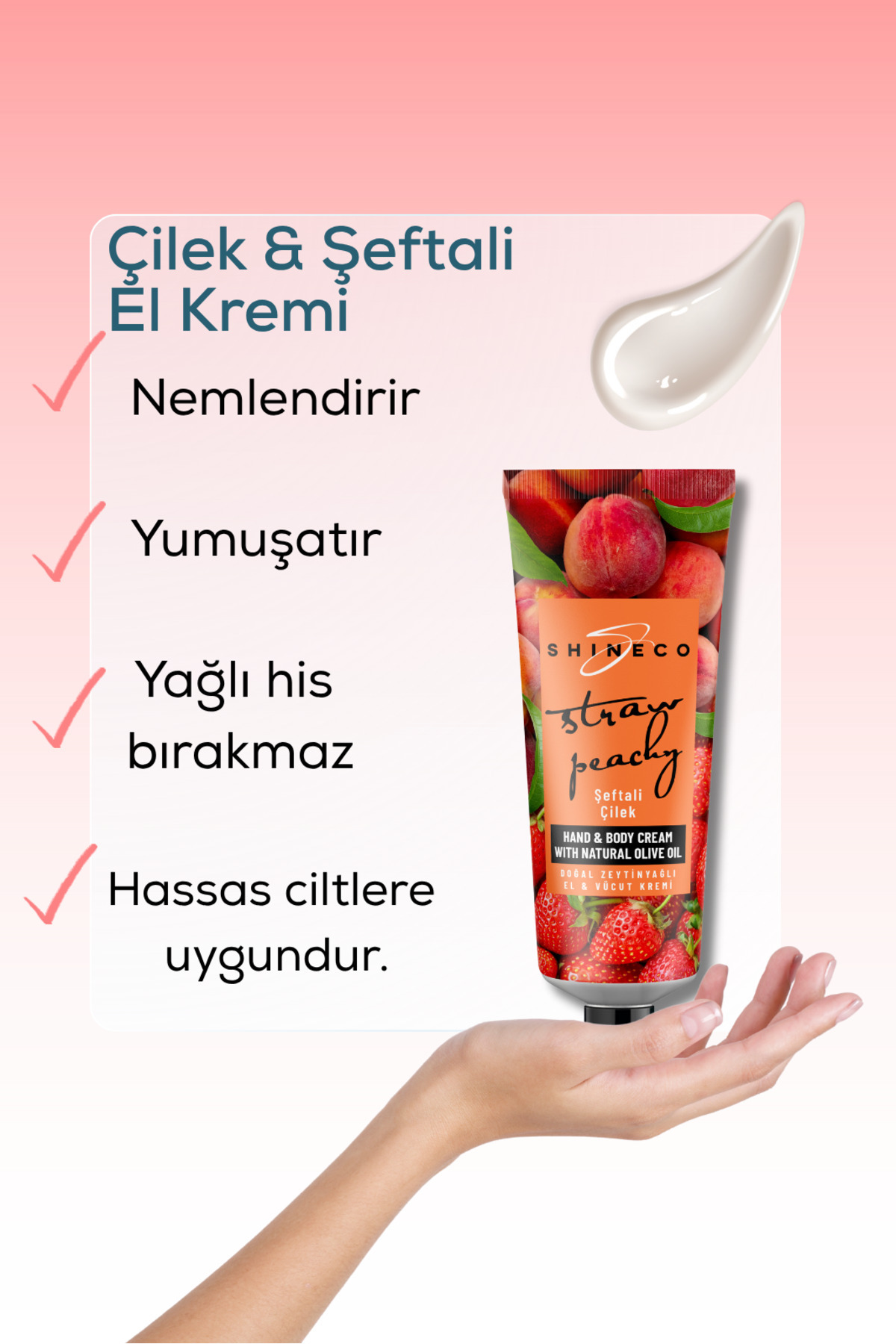 Jimena Natural Şeftali - Çilek Kokulu El ve Vücut Nemlendirici