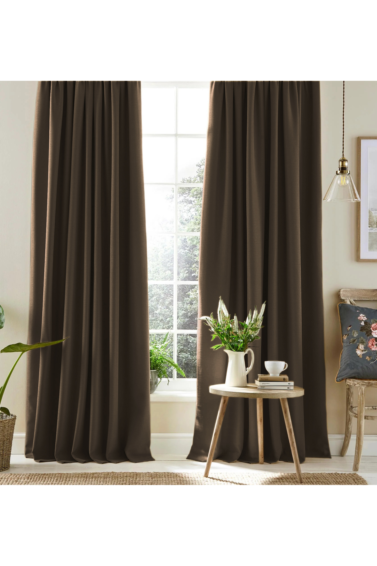 Brown Custom Woven Thick Fabric Sunshade Background Curtain Long Life Use (EN X LENGTH)