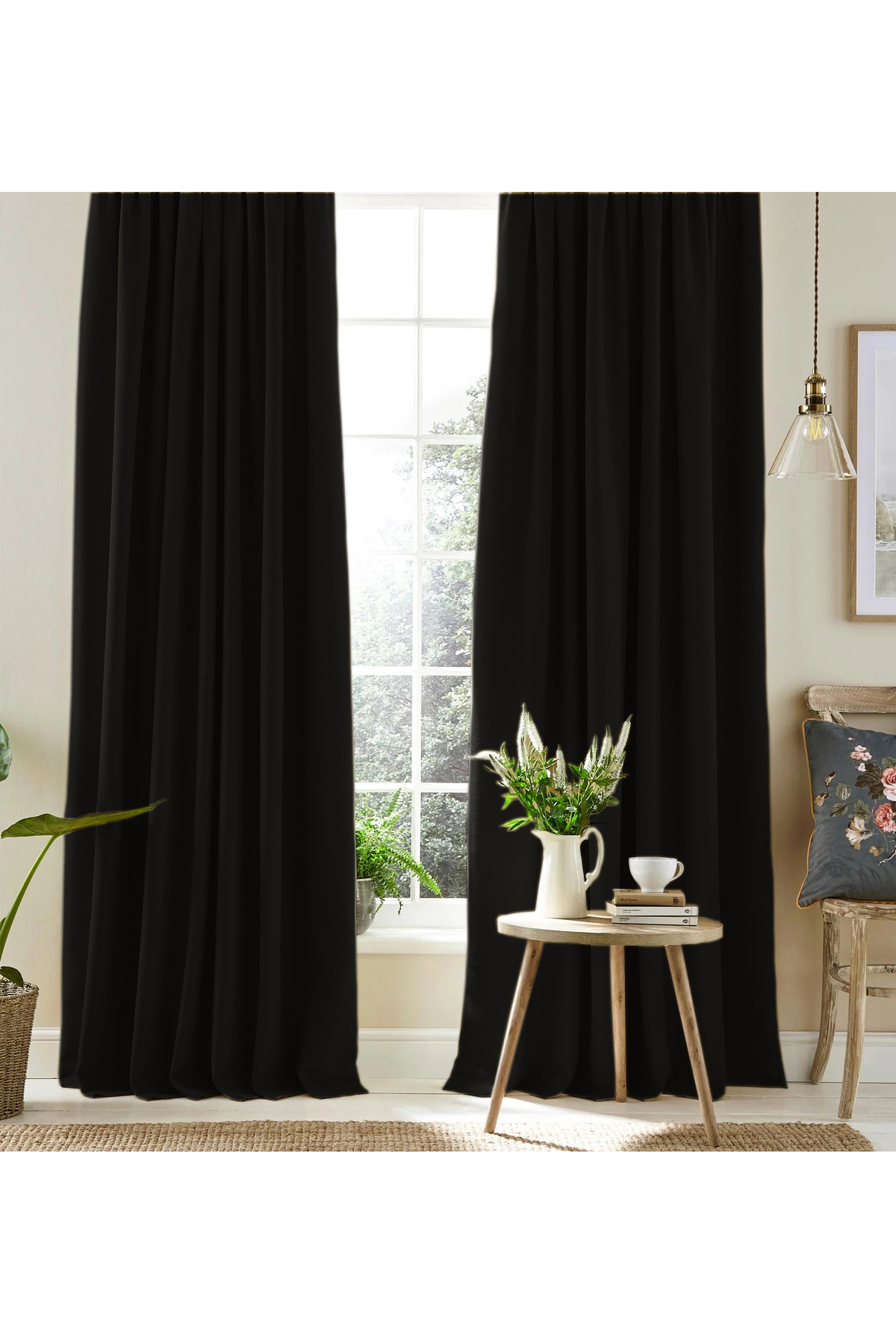 Black Custom Woven Thick Fabric Sunshade Background Curtain Long Lasting Use (WIDTH X LENGTH)