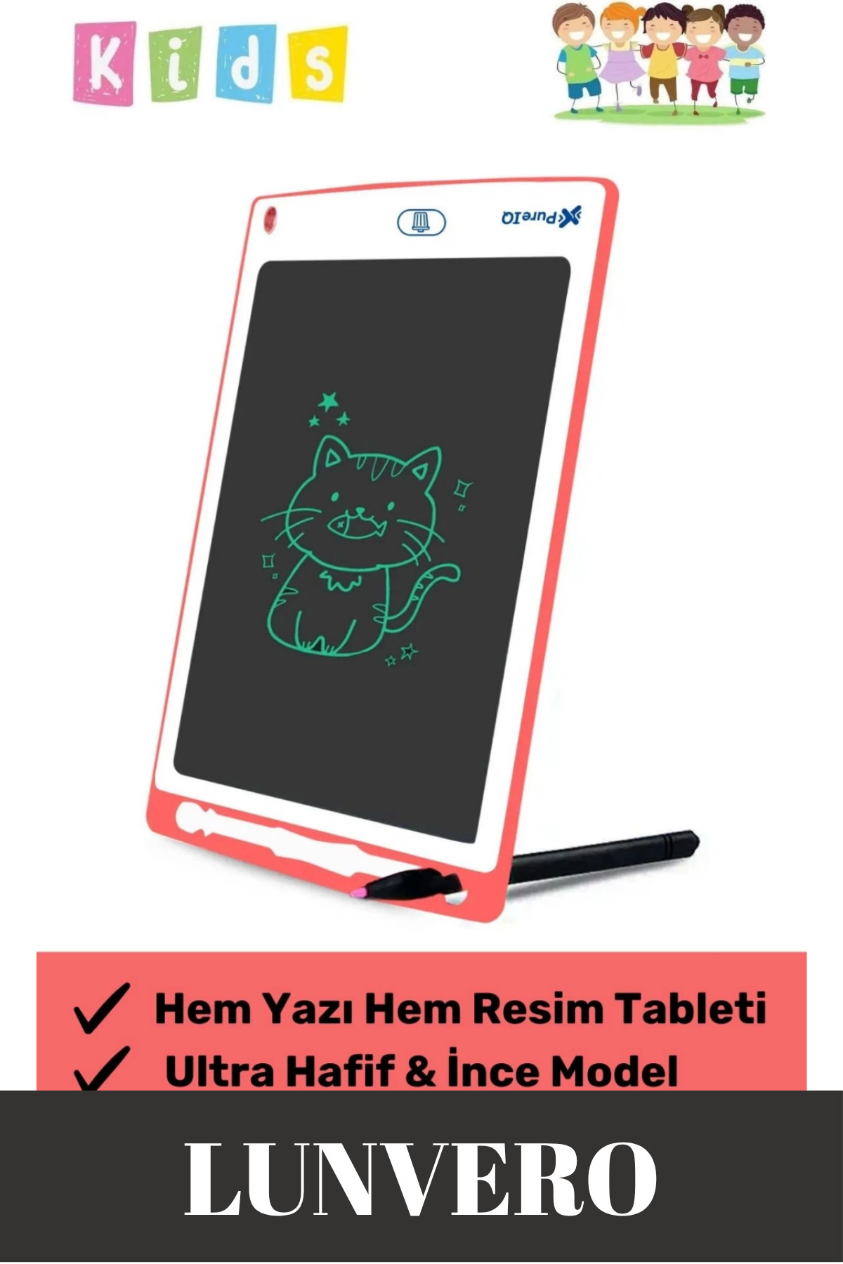 Lunvero Özel Üretim Kalemli Lcd Ekranlı Yazı Tahtası Boyama Resim Dijital Akıllı Tablet 8,5 inç