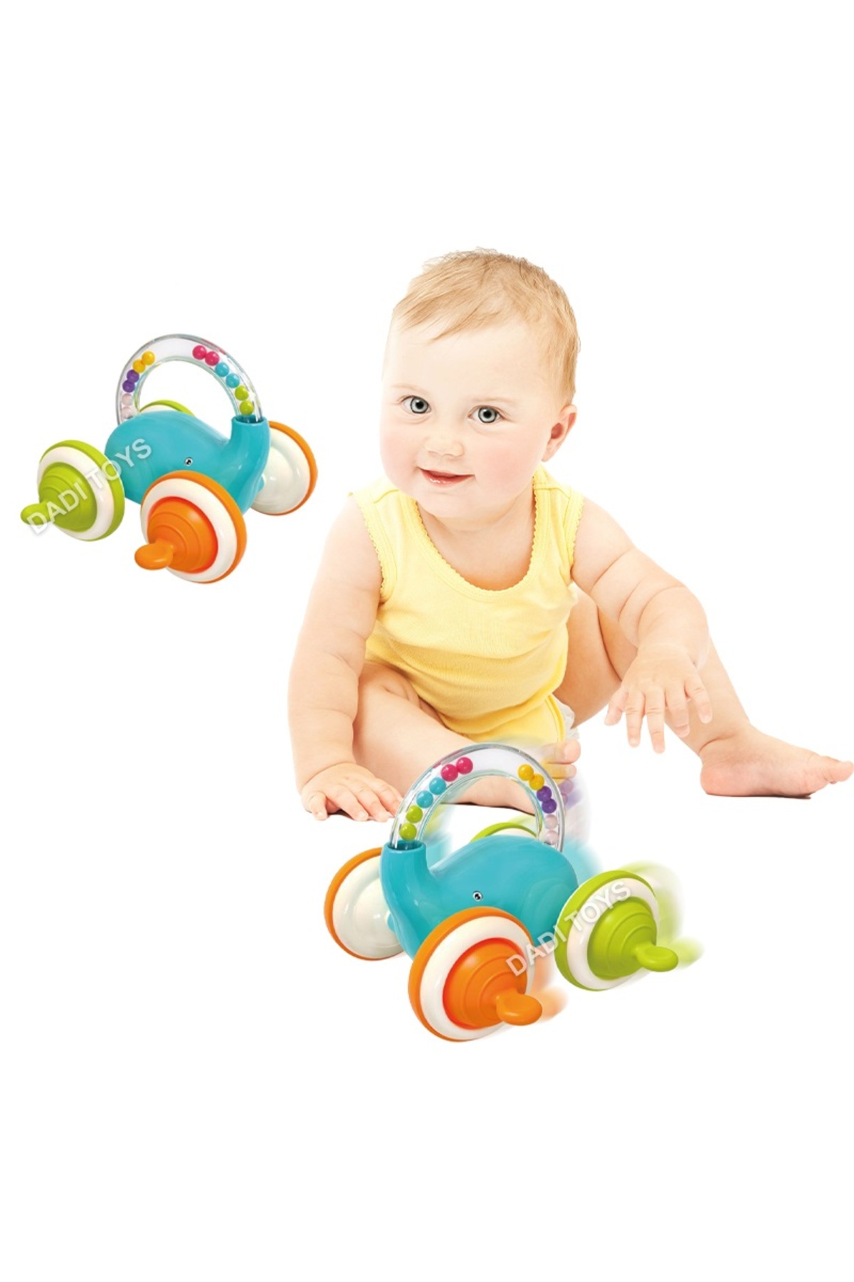 tutobaby Montessori Çıngıraklı Fil Araba Oyuncağı (Yumuşak Silikon Tekerlekli) fotoğrafı 6 (önizleme)