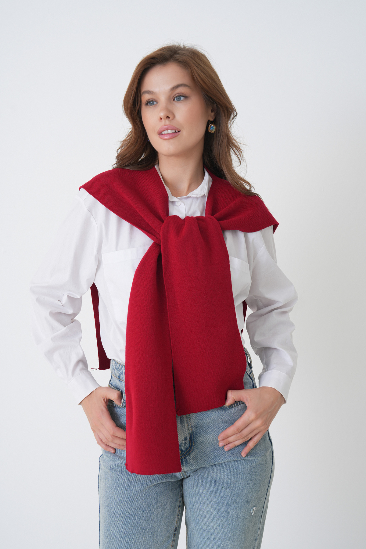 saint majesta  %100 Akrilik Triko Omuz Şalı Kadın Ofis Günlük Moda Atkı- SM2026 - Görsel 6