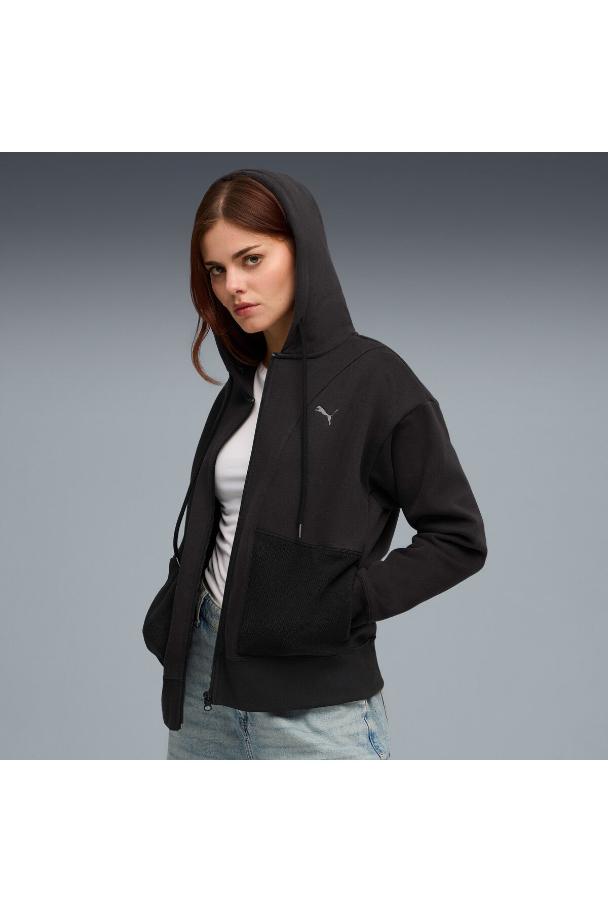 Puma HER Relaxed Full-Zip Hoodie Kadın Siyah Sweatshirt 63301101