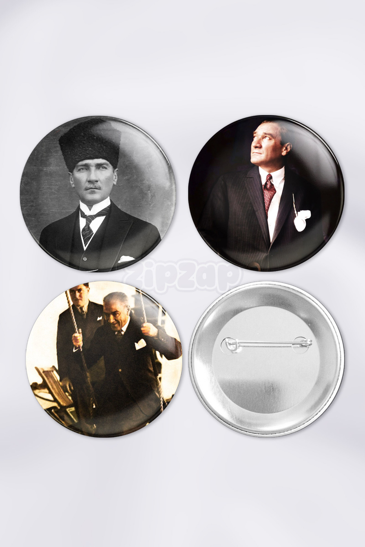 Great Leader Atatürk Mustafa Kemal Pasha Bag Ornament Needle Button Badge Set (3 PCS)