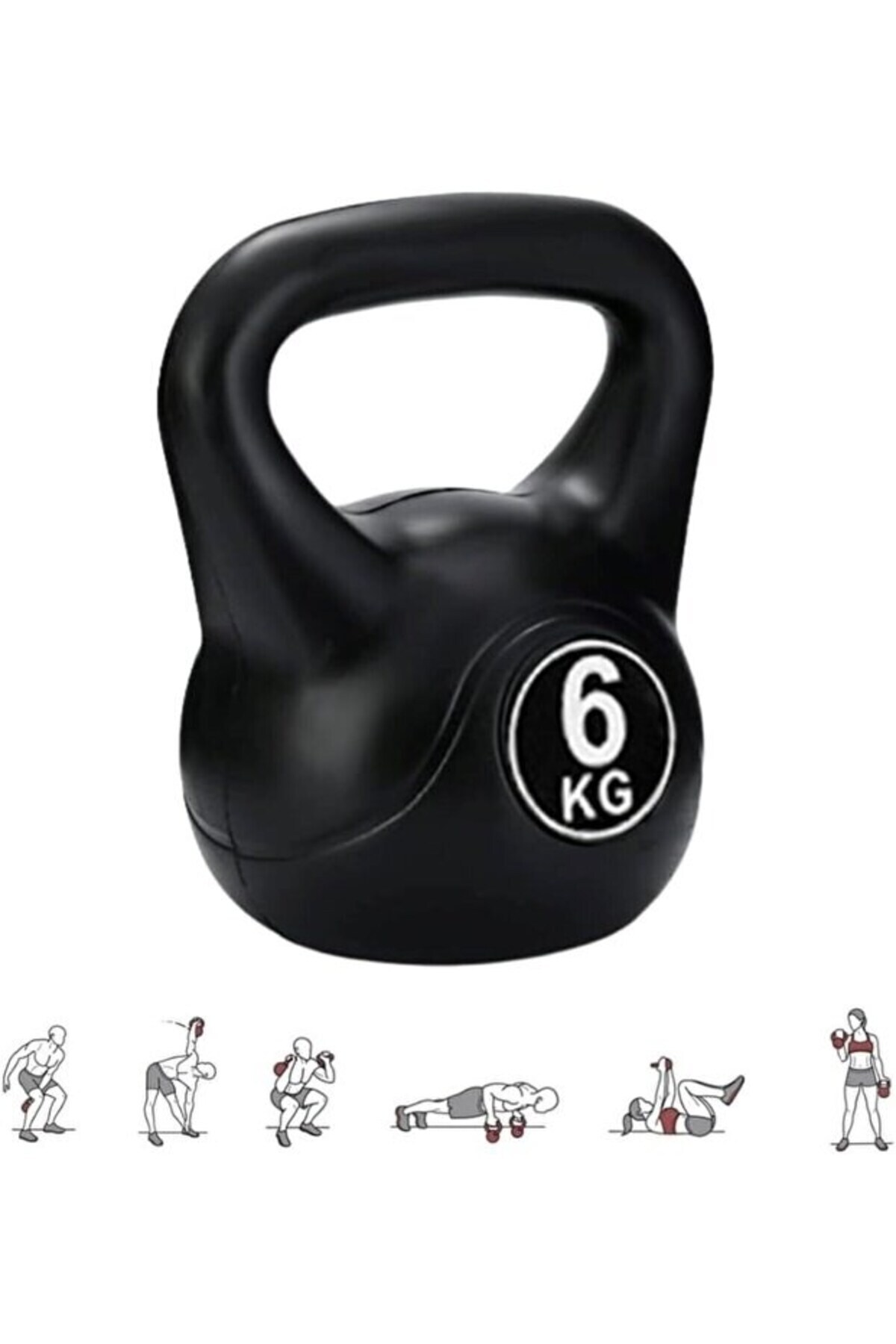 CKSpor 6KG Kettlebell Siyah – Spor Salonu ve Ev Ağırlık Seti
