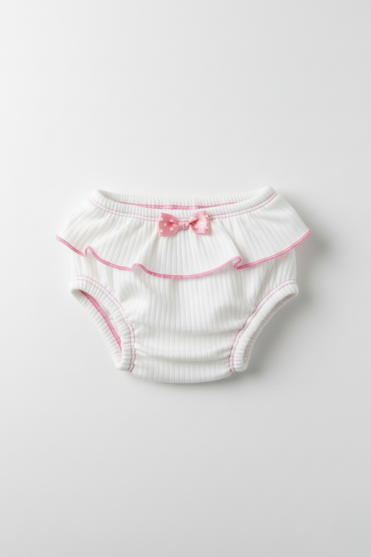 Salvia Dione Yenidoğan Kız Bebek Şort Külot / Don - %100 Pamuklu Fırfırlı Puantiyeli Kurdeleli Yeni doğan Hediye fotoğrafı 2 (önizleme)