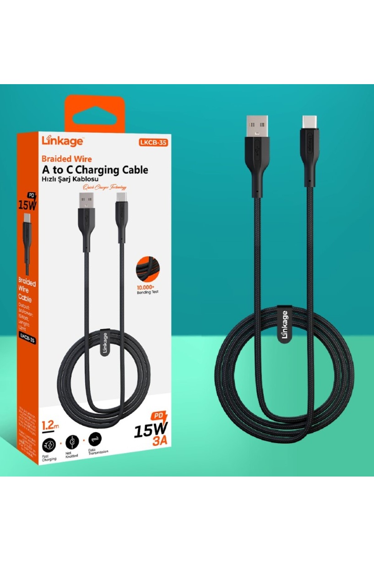 LKCB-35 - 15W 3A USB-A to Type-C 1.2 Metre ŞARJ KABLOSU
