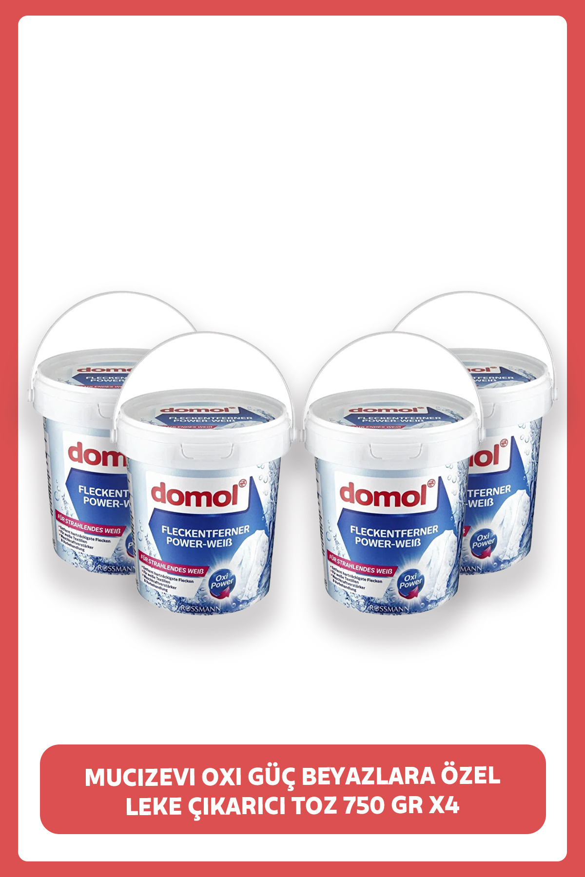 DOMOL Mucizevi Oxi Güç Beyazlara Özel Leke Çıkarıcı Toz 750 Gr (4 Adet)