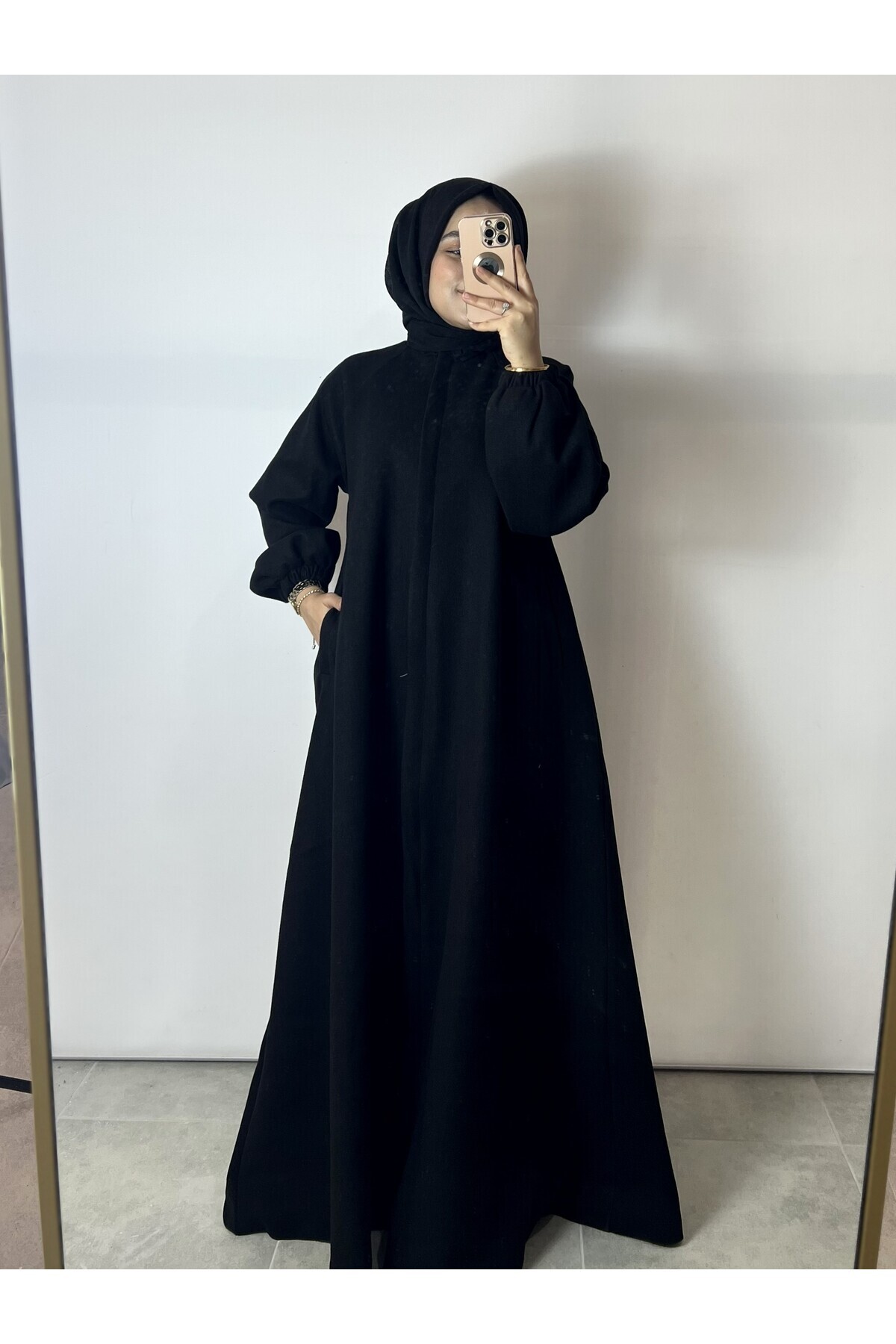 MERVERA  KIŞLIK ASTARLI KAŞE KABAN TAM BOY TESETTÜR - Görsel 4