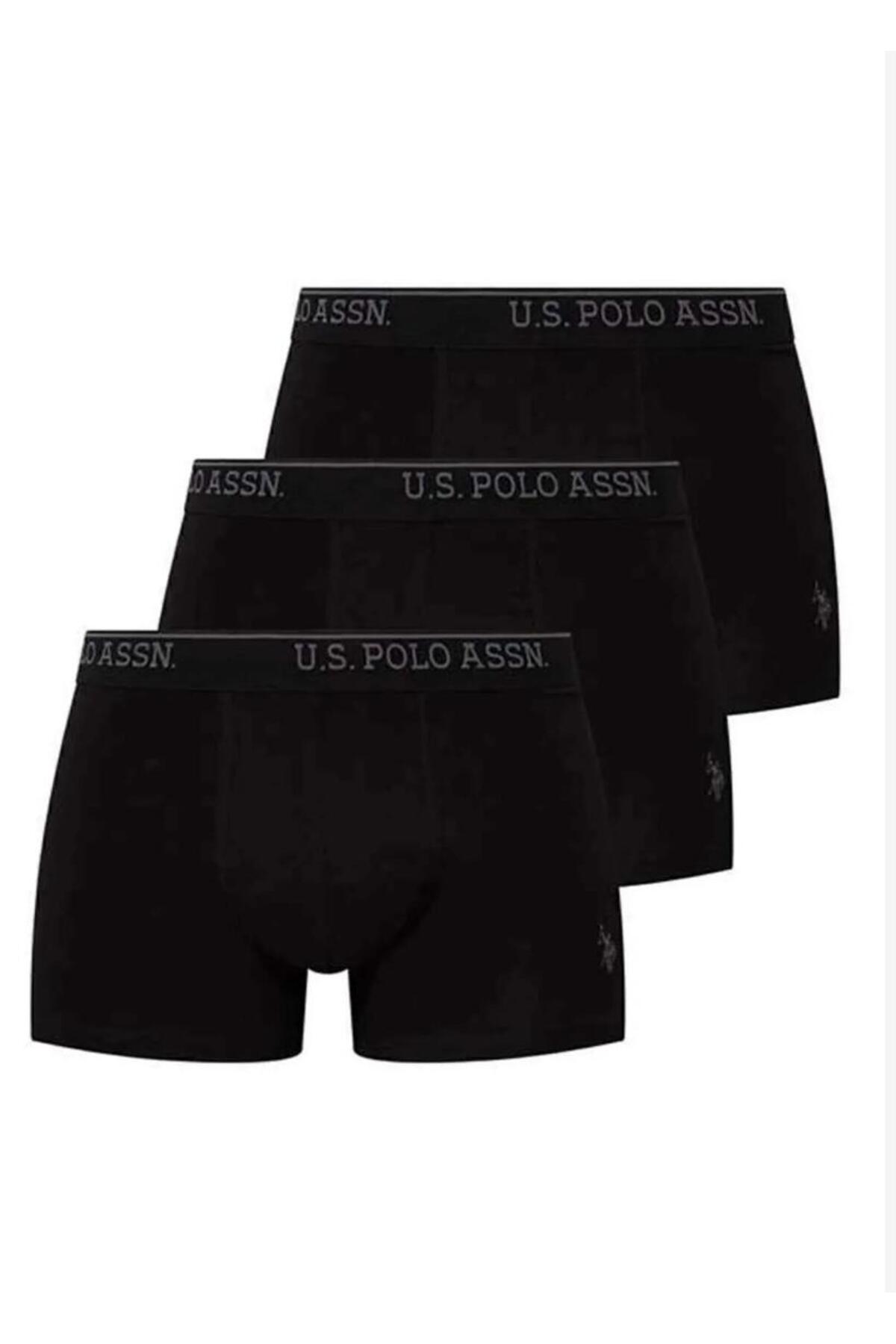 یو اس پولو شورت باکسر مردانه مشکی بسته ۳ عددی - TLY80E0AS97