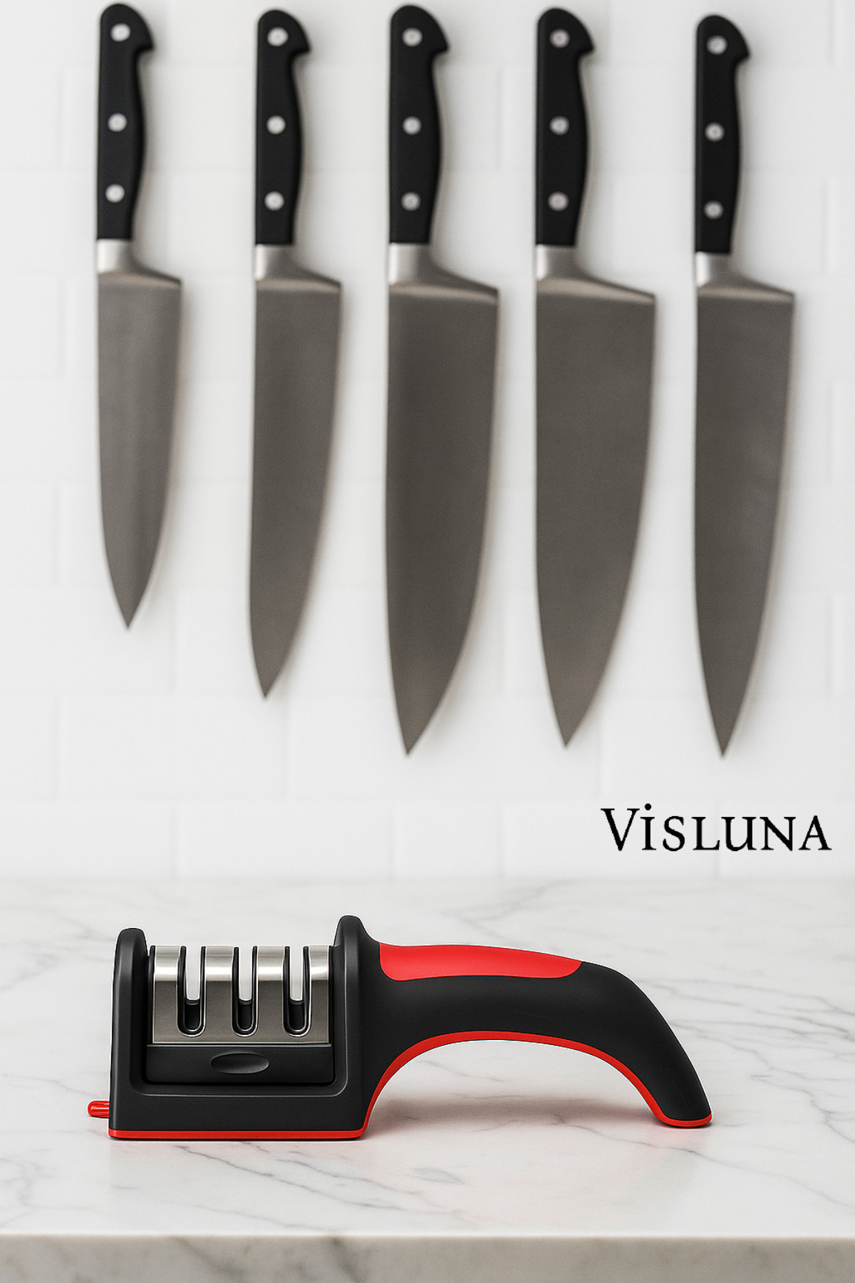 VİSLUNA Profesyonel Bıçak Bileme Aleti Taşınabilir 3 Açılı Çelik Elmas Seramik Tungsten Bıçak Bileyici