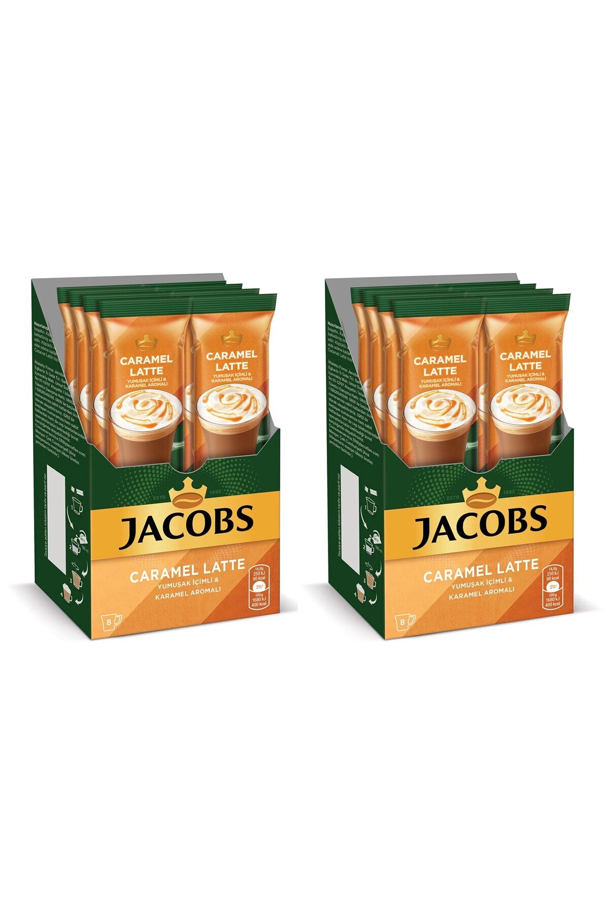 Jacobs Caramel Latte 14.8 gr Yumuşak İçimli 8 li Kutu x 2 Adet