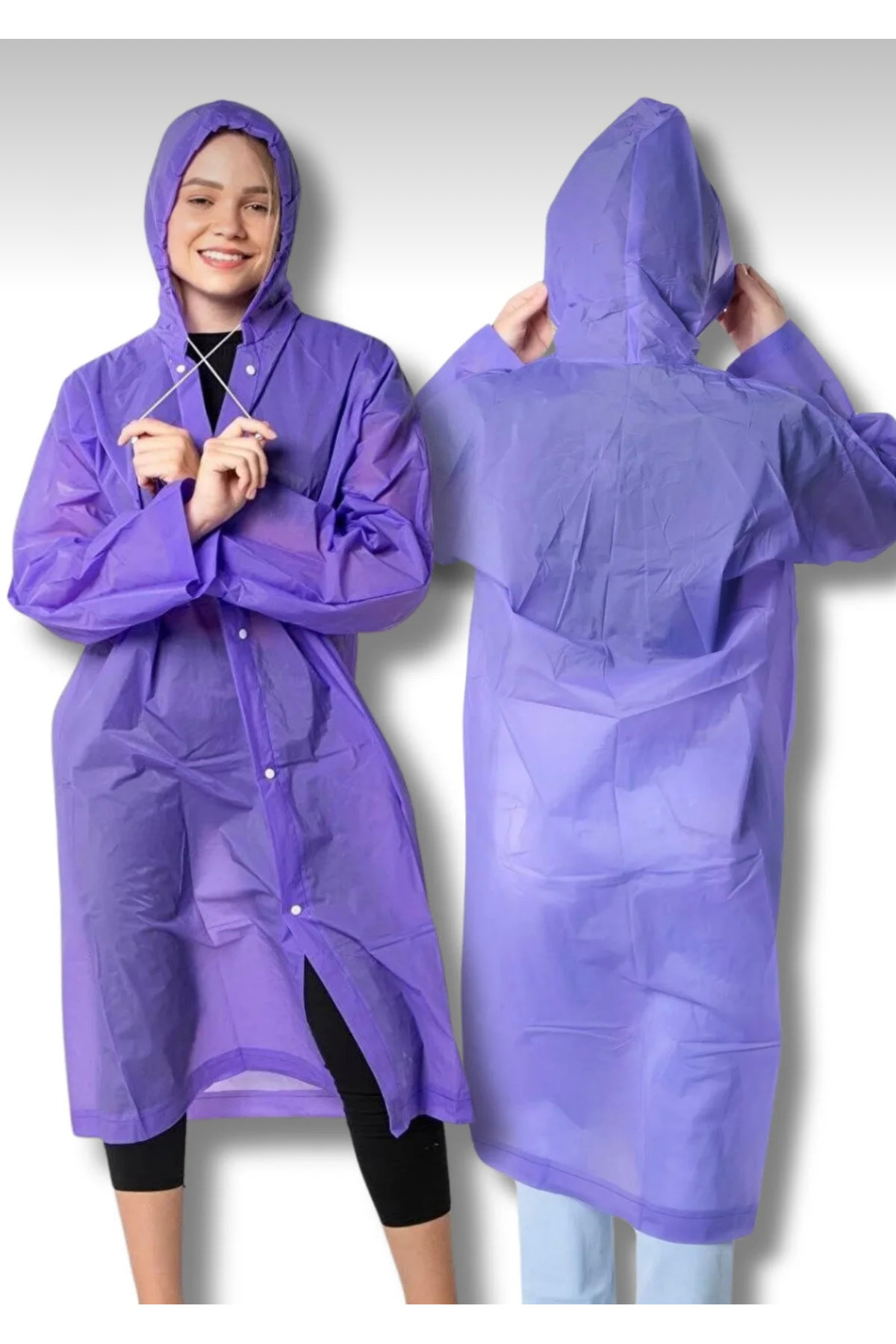 DEV 3 ADAM Unısex Kadın-Erkek Su Rüzgar Geçirmez Yağmurluk Çıtçıtlı Kapüşonlu