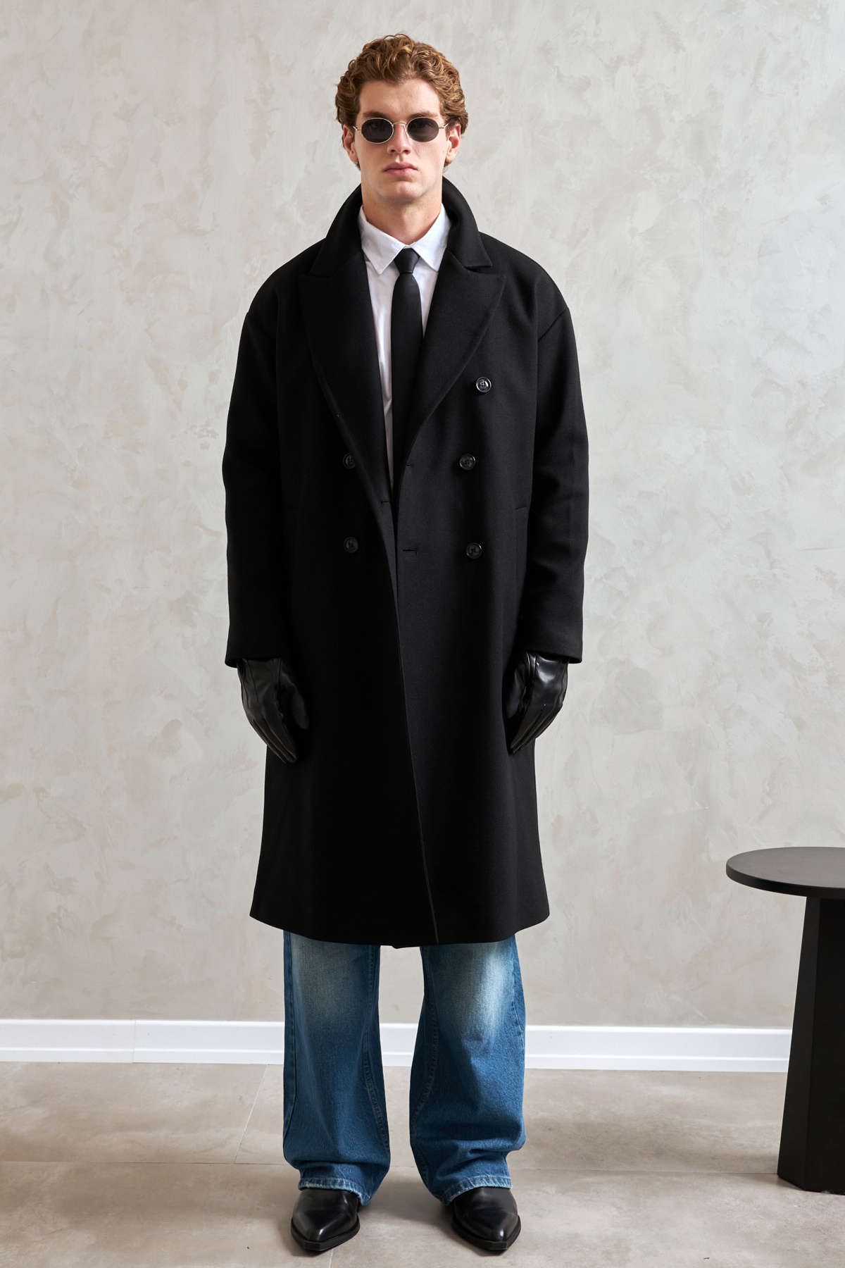 HYMAN Erkek Oversize Astarlı Uzun Kaşe Kaban