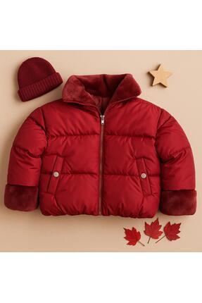 ZERA KIDS Yeni Sezon İç Astarı Kürklü,Kapüşonlu Kız Çocuk Mont