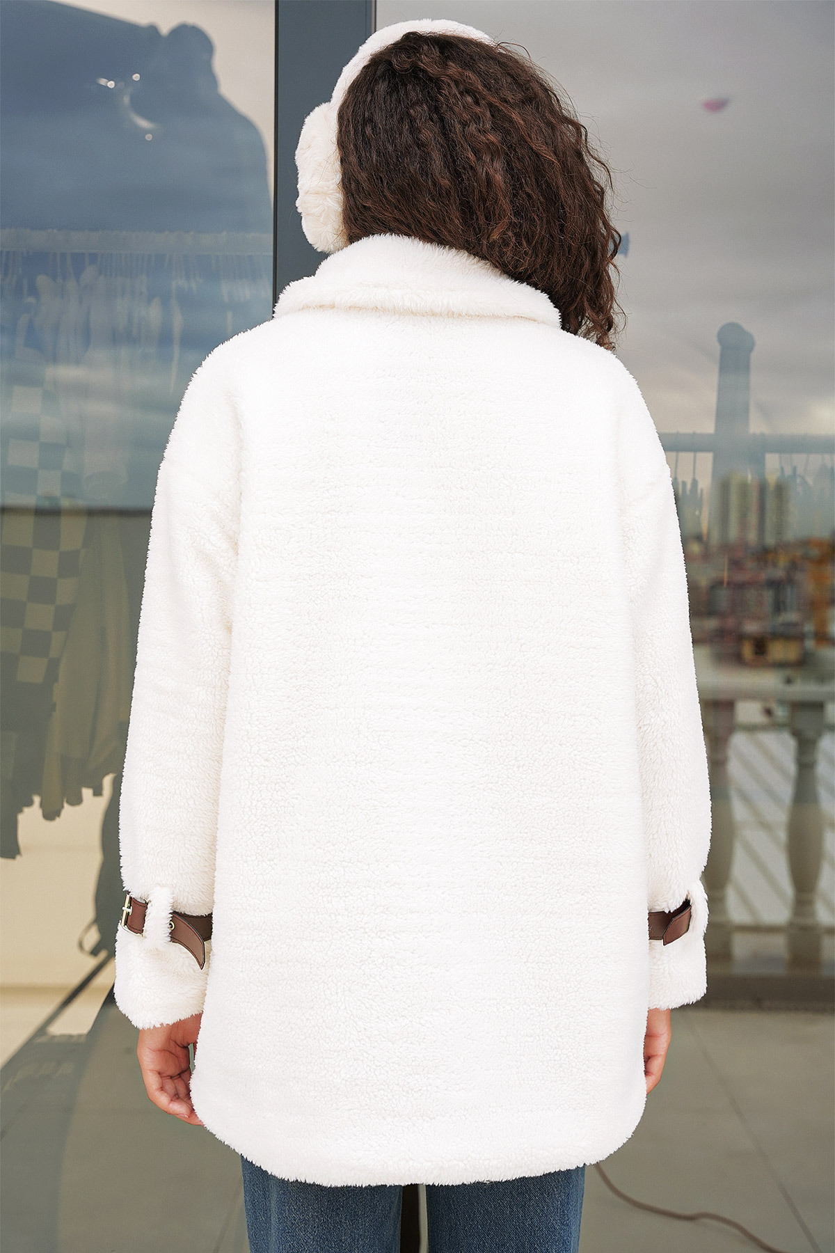 Bigdart  5206 Kadın Oversize Peluş Mont - Taba - Görsel 3