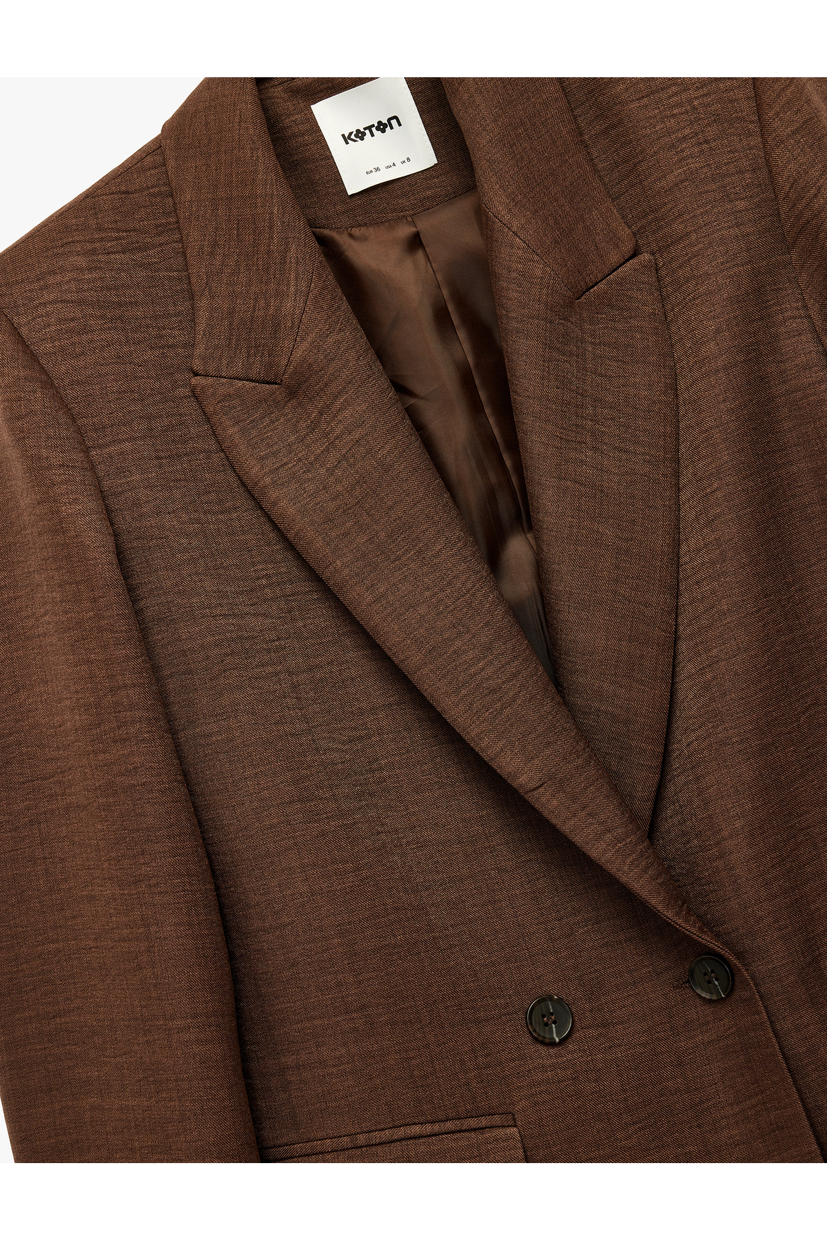 Koton  Cep Detaylı Düğmeli Uzun Kollu Kruvaze Yaka Blazer Ceket - Görsel 5