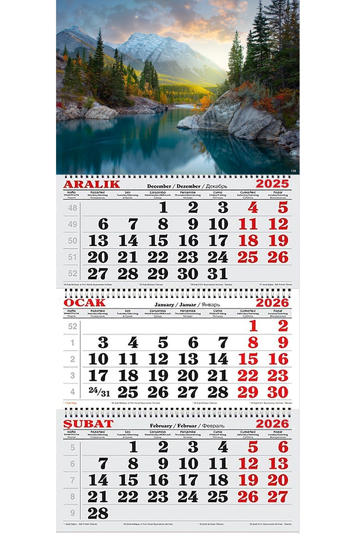 GENC DIJITAL BASKI 2026 Yılı Gemici Takvimi-Dağlar Arasındaki Nehir