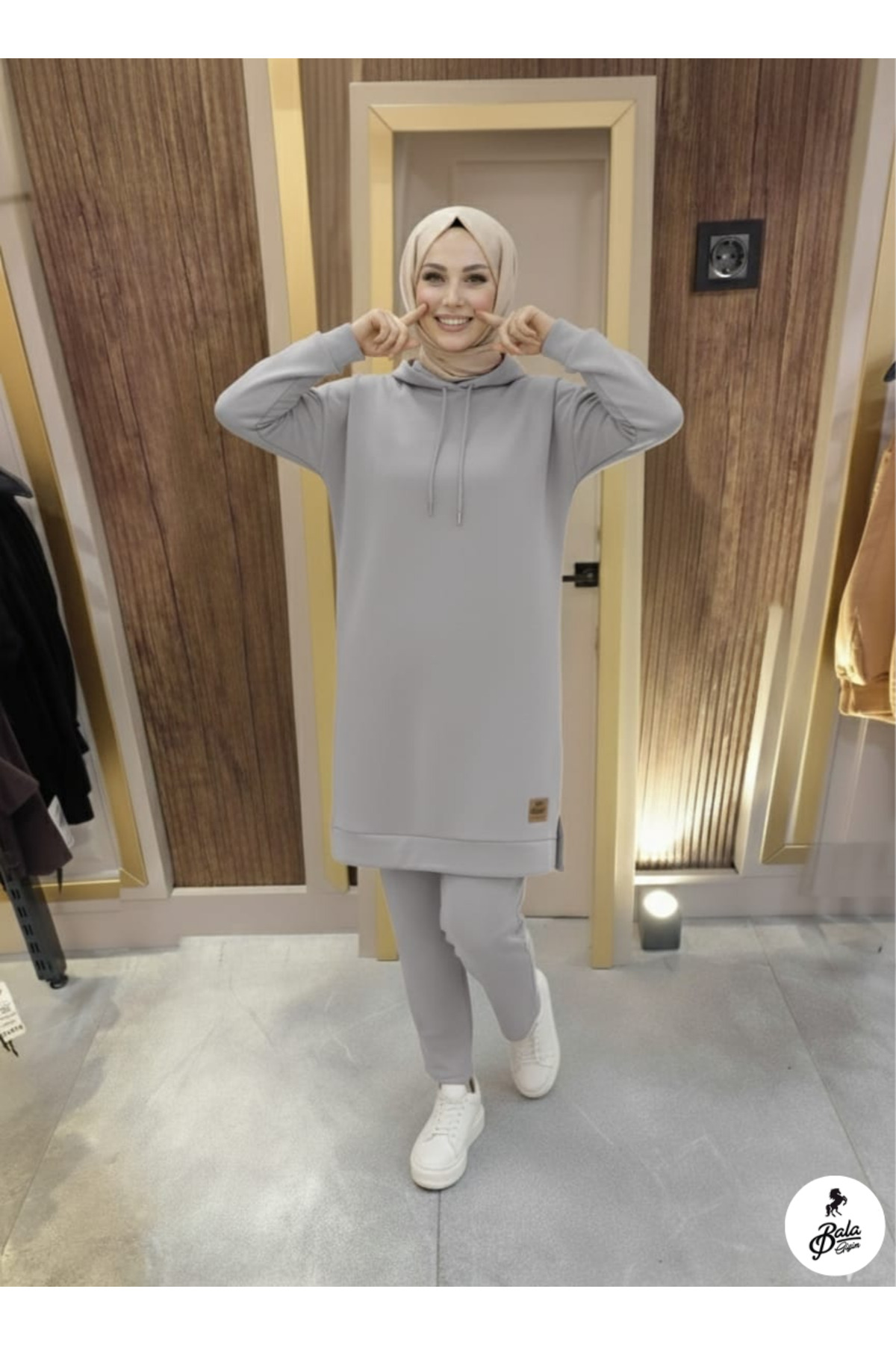 Bala Giyim  Kadın Kapüşonlu Yırtmaçlı Tesettür Tunik - Görsel 2