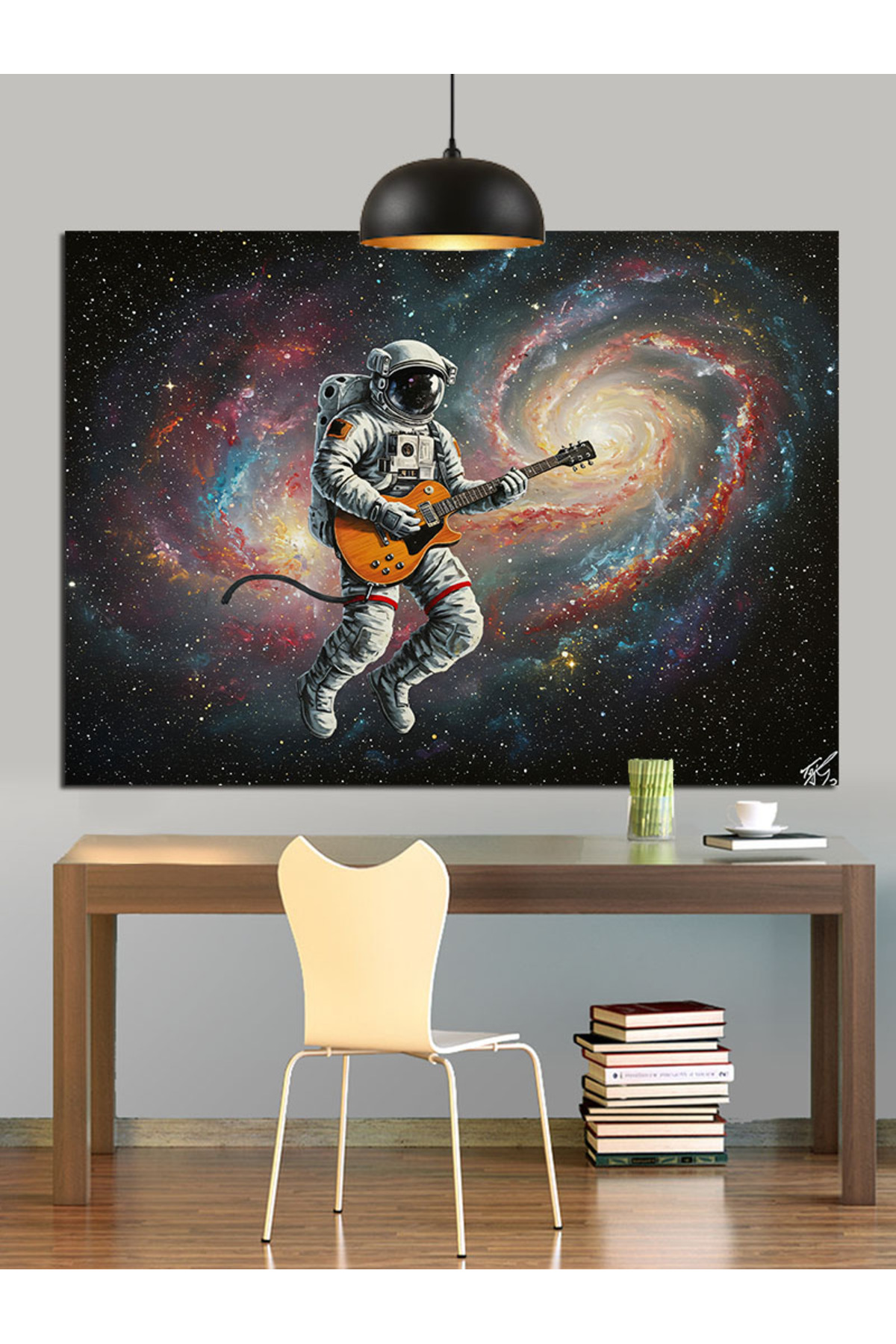 Astronot Gitar Yüksek kaliteli yağlı boya dokulu Kanvas Canvas Tablo kanvas tablo canvas tablo duva