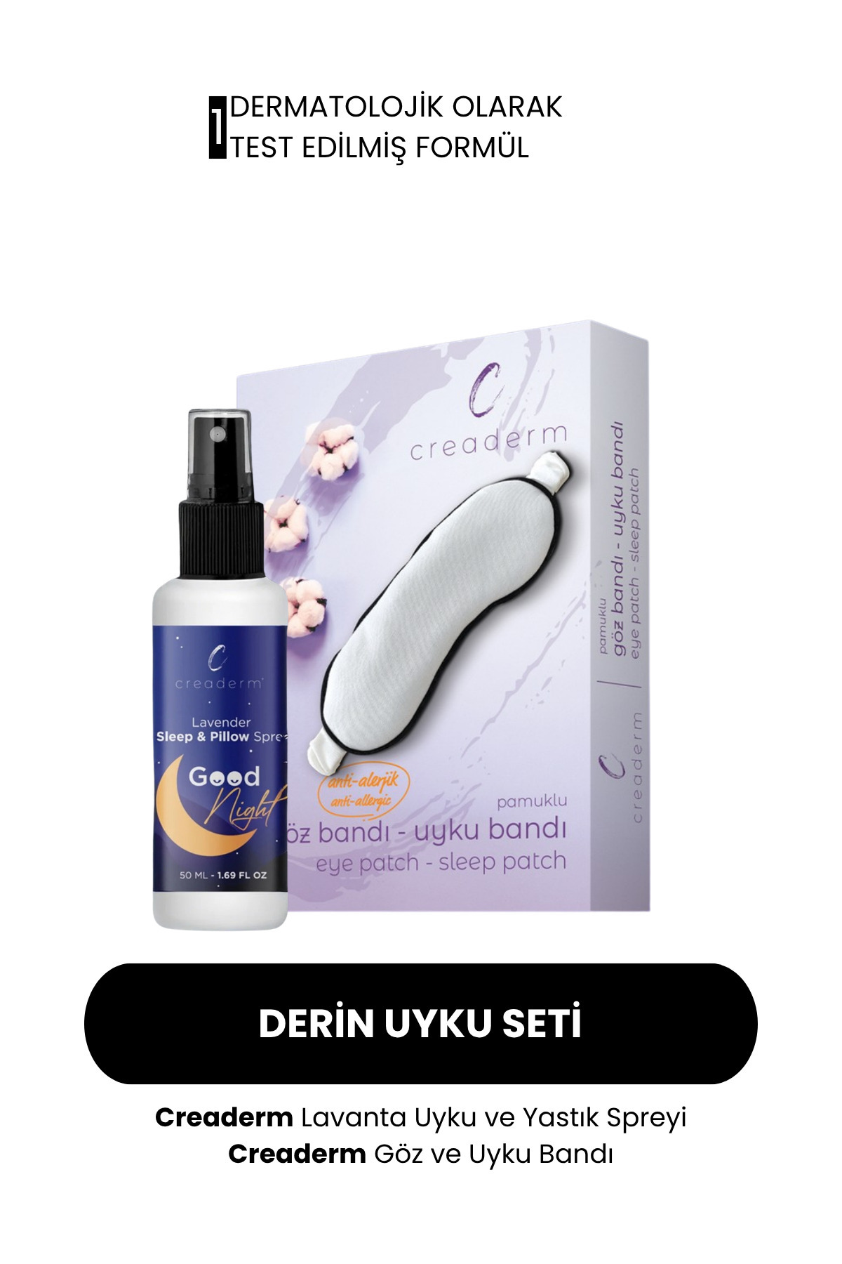 CREADERM Derin Uyku Seti (Lavanta Uyku Spreyi & Göz Bandı)