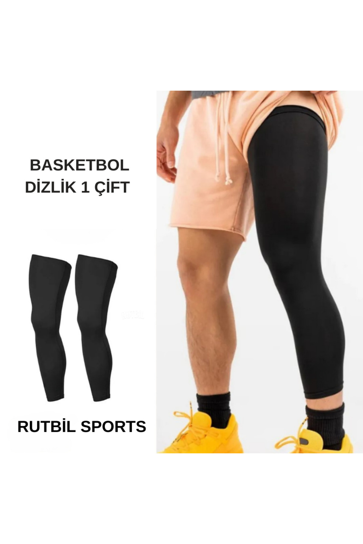 CAZZ SPORTS Basketbol Dizliği-Fitness Dizliği-Desdek Dizliği-Voleybol Dizliği 1 Çift Siyah